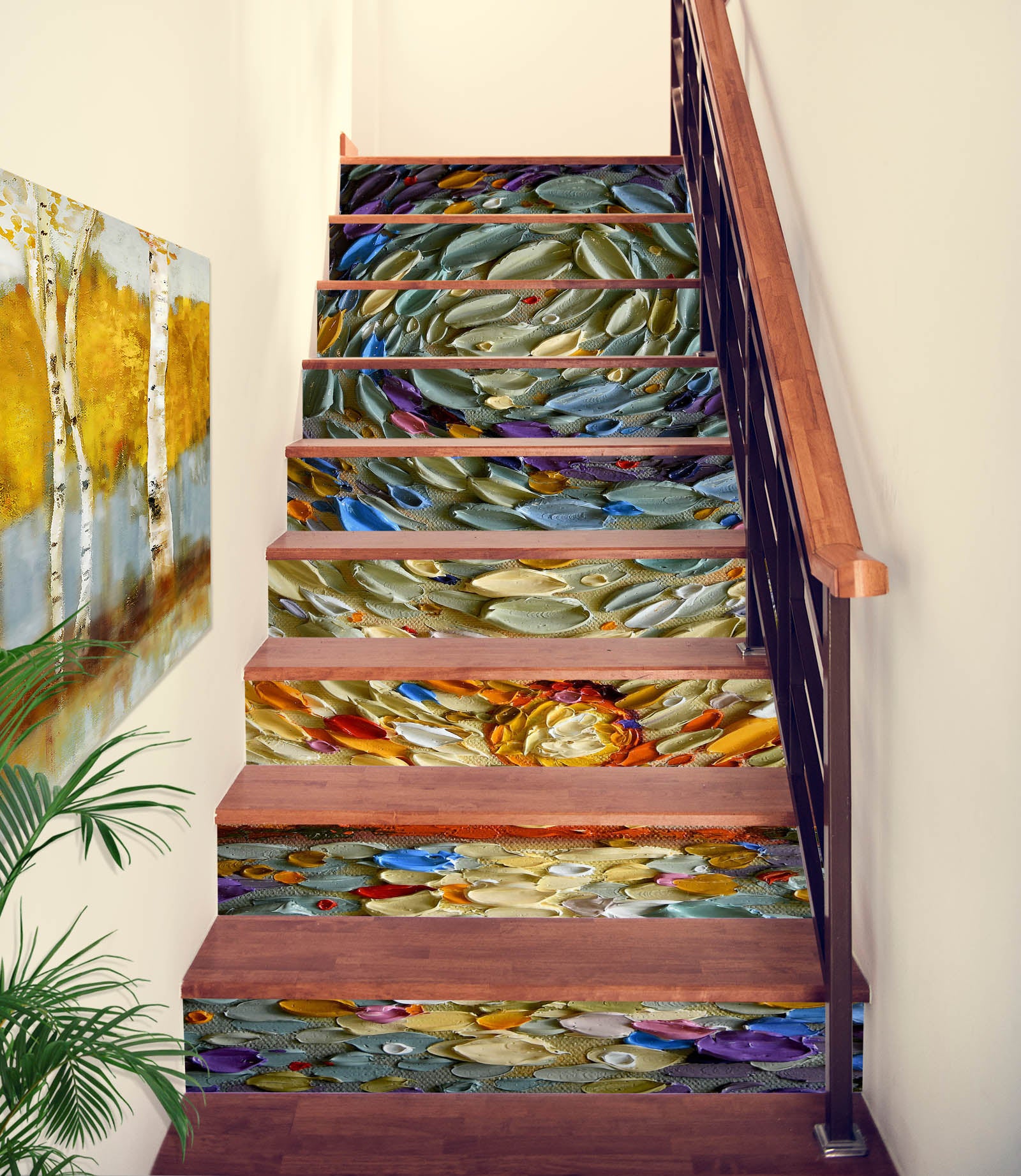 3D Paint Texture Oil Painting 96154 Dena Tollefson Stair Risers