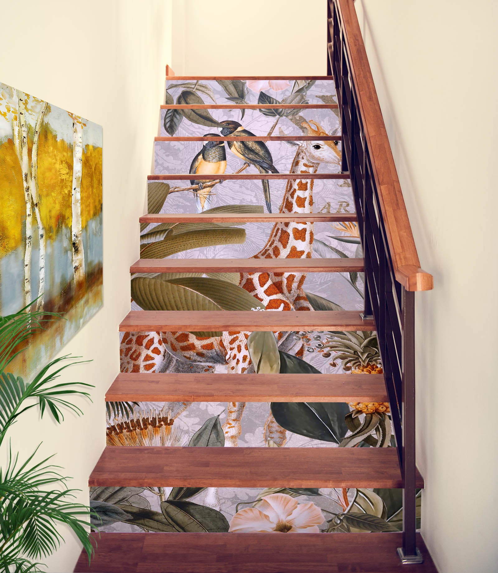 3D Giraffe Pineapple Leaves 11030 Andrea Haase Stair Risers