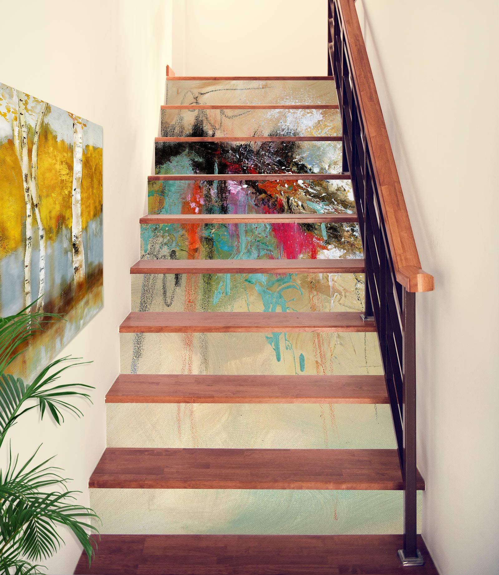 3D Colorful Paint Pattern 9805 Anne Farrall Doyle Stair Risers