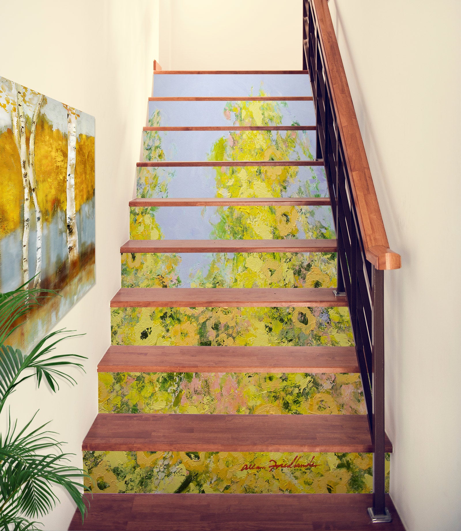 3D Yellow Flower Vine Garden 90114 Allan P. Friedlander Stair Risers