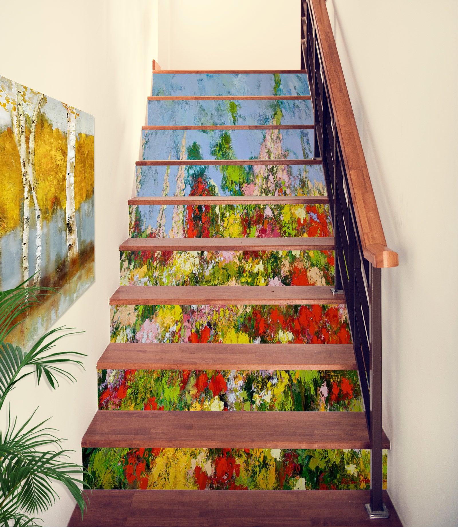 3D Red Flower Bush 9017 Allan P. Friedlander Stair Risers