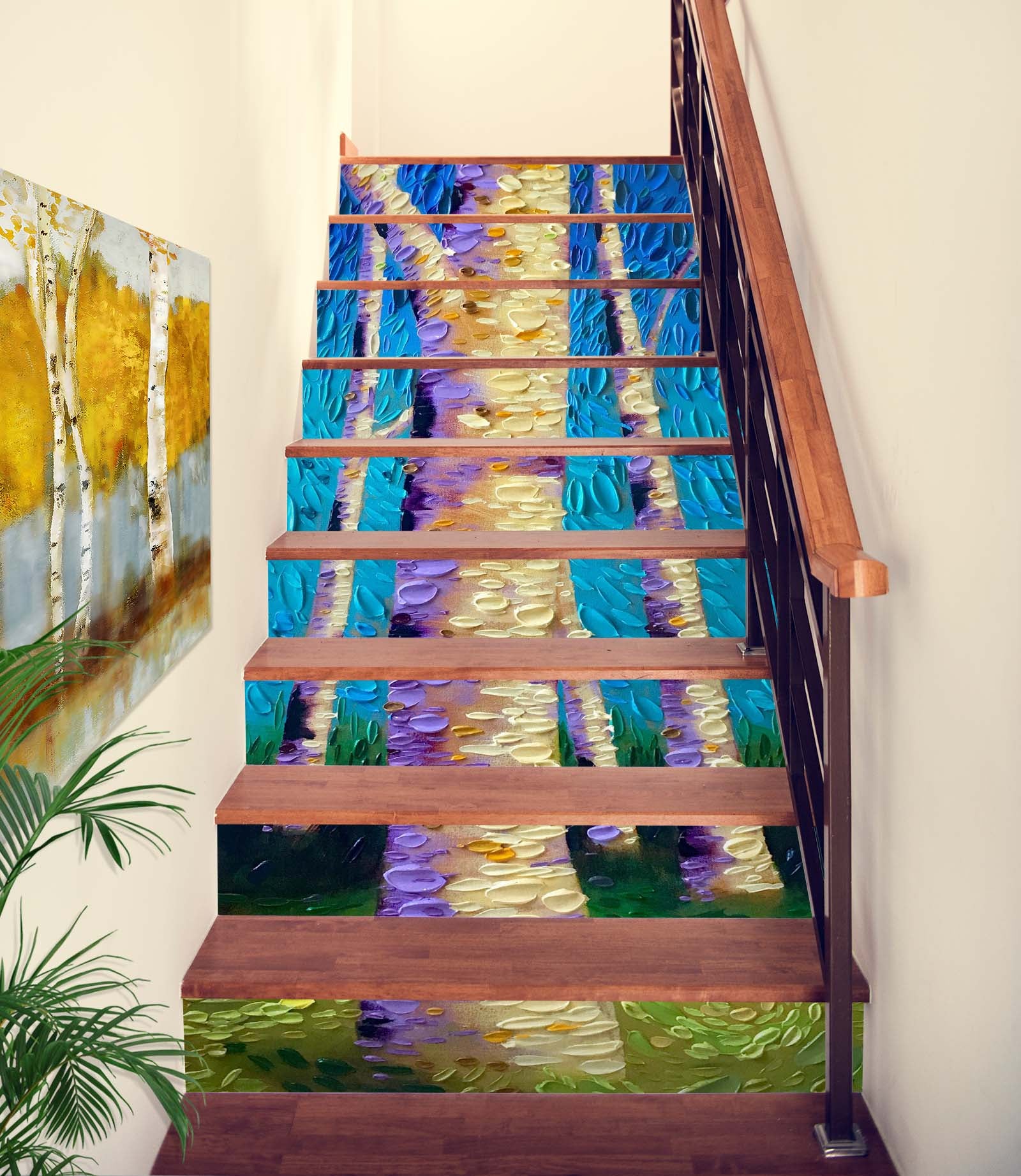 3D Grass Tree Painting 96139 Dena Tollefson Stair Risers