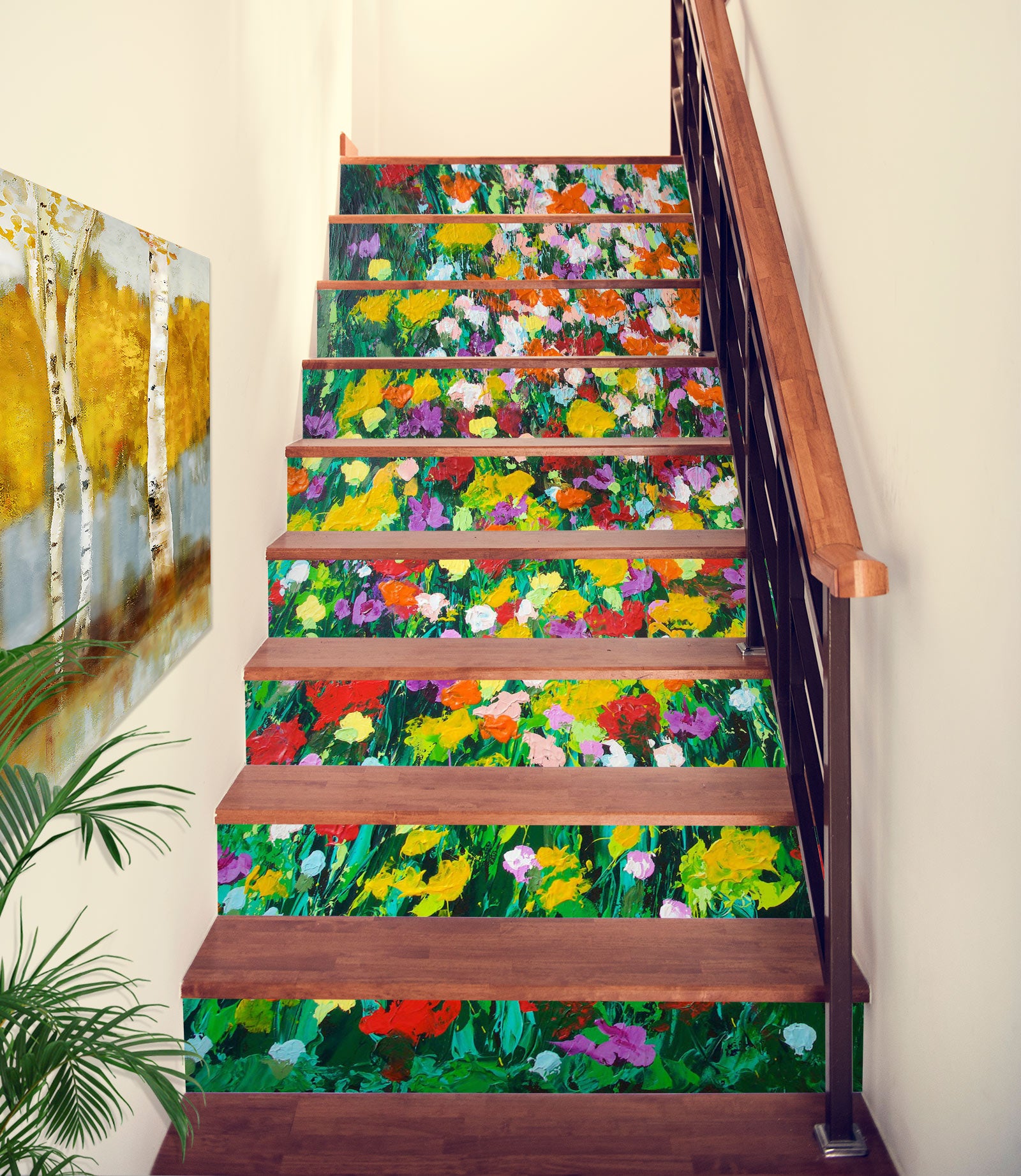 3D Colorful Flowers 89129 Allan P. Friedlander Stair Risers