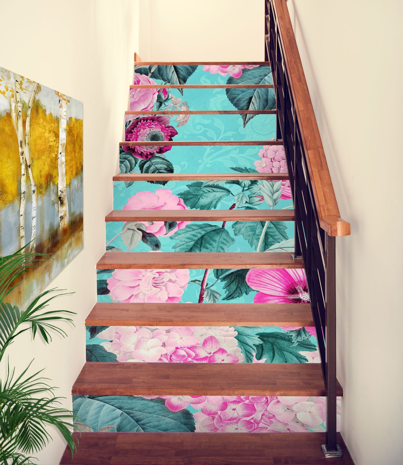 3D Flowers Pink 109220 Andrea Haase Stair Risers