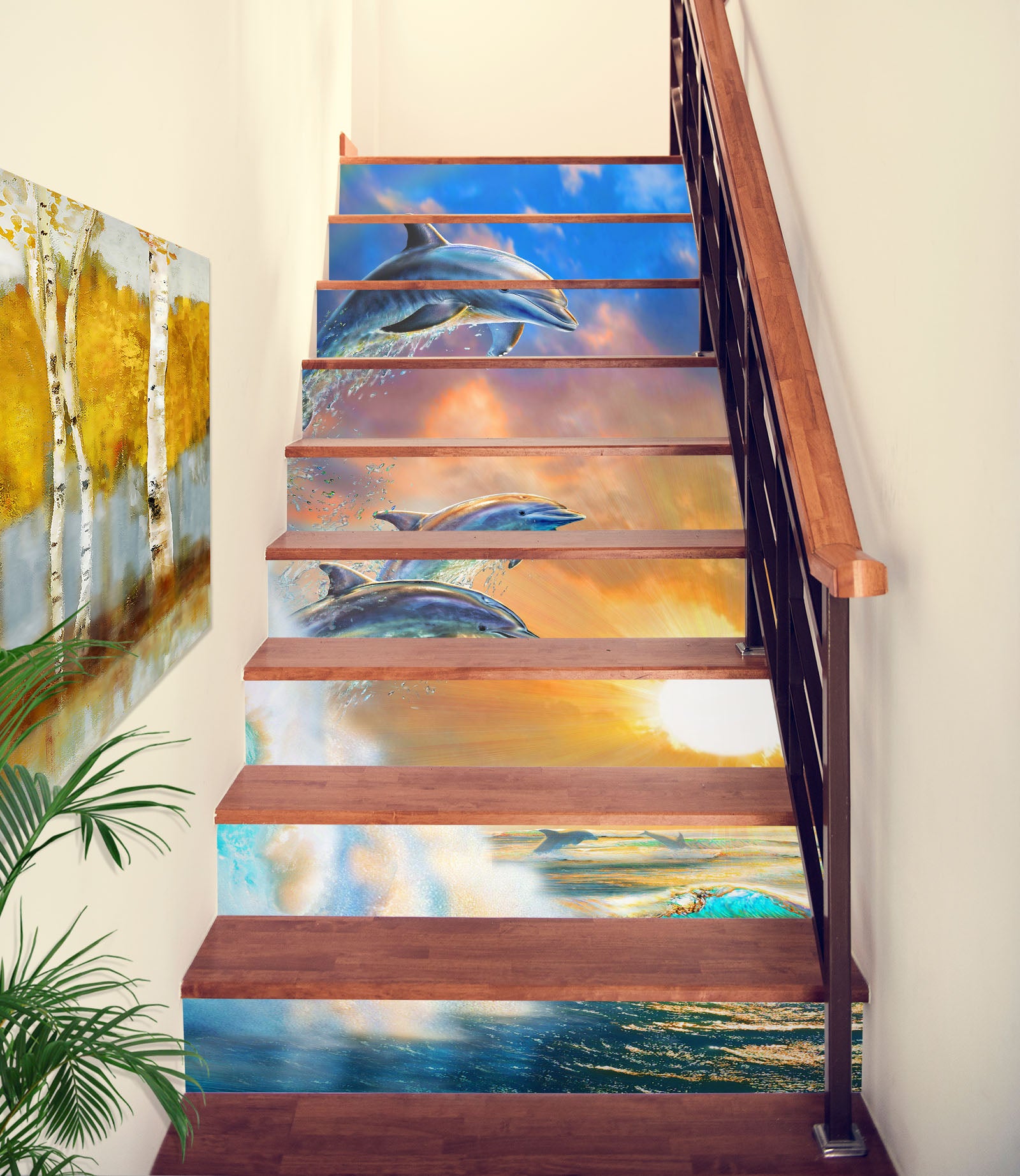 3D Surf Dolphin Sunlight 96204 Adrian Chesterman Stair Risers