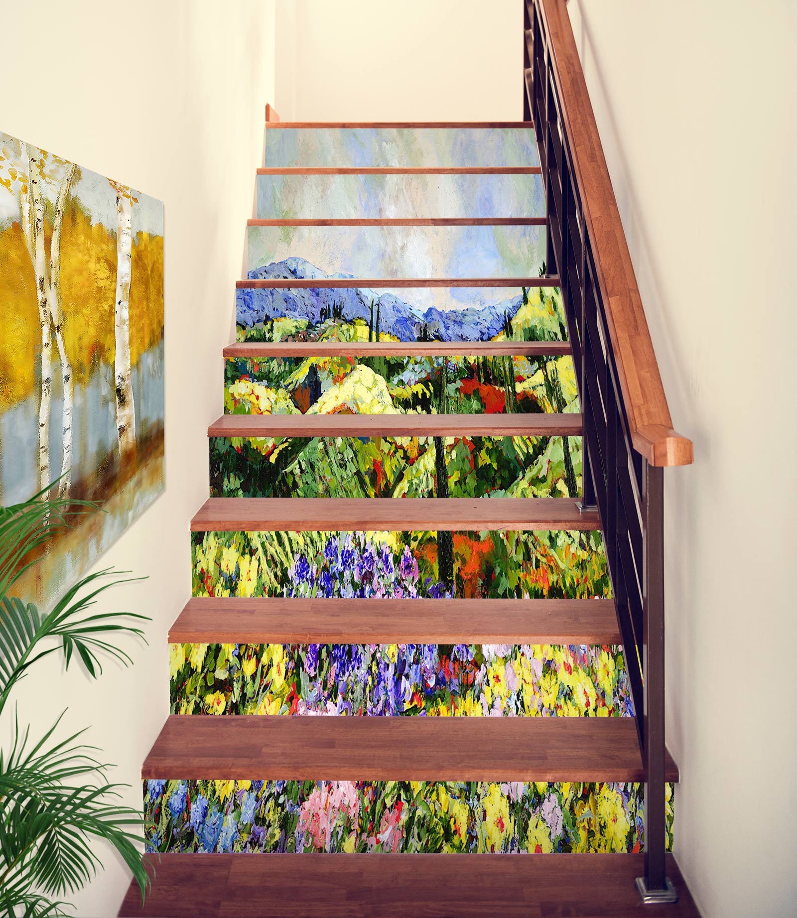 3D Colorful Flowers Hillside 89170 Allan P. Friedlander Stair Risers