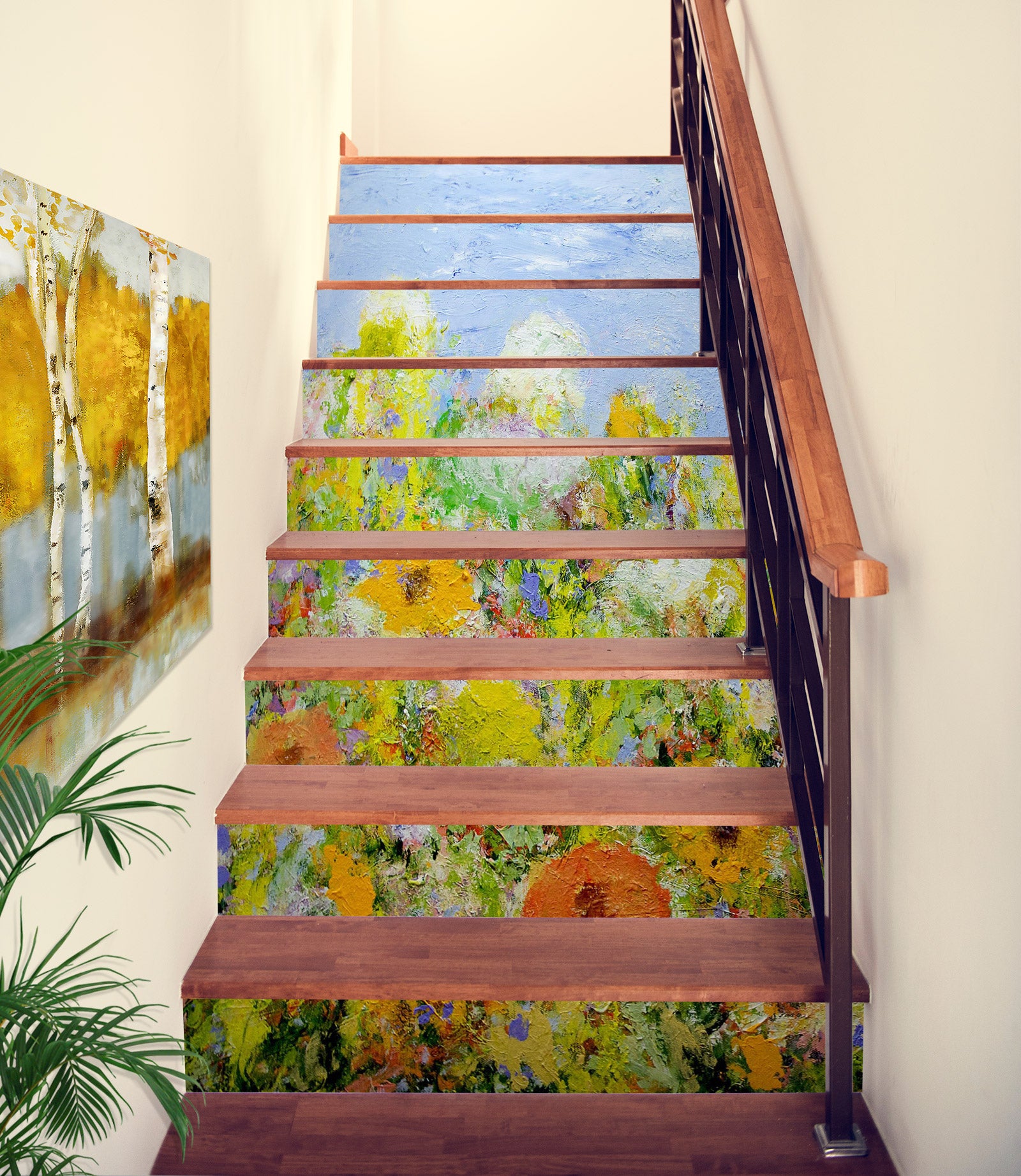 3D Yellow Garden Painting 90115 Allan P. Friedlander Stair Risers