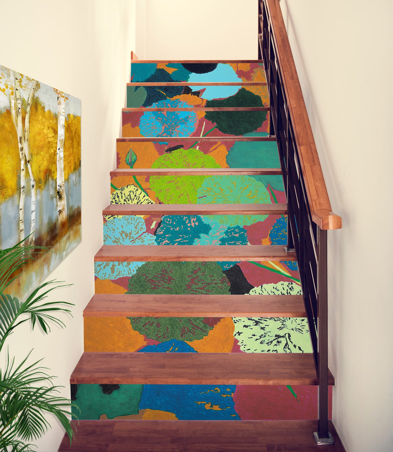 3D Lotus Leaf Painting 90129 Allan P. Friedlander Stair Risers