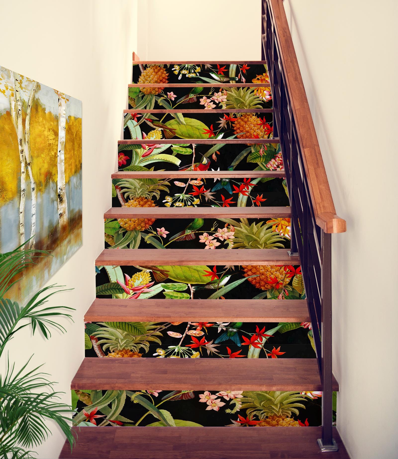 3D Leaves Pineapple 10427 Uta Naumann Stair Risers