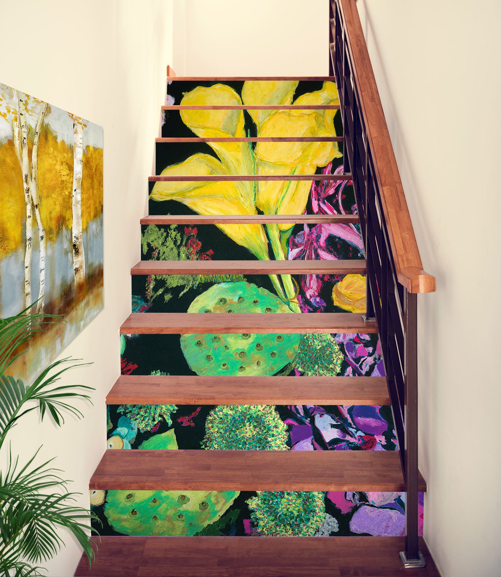 3D Yellow Flower Cactus 90152 Allan P. Friedlander Stair Risers