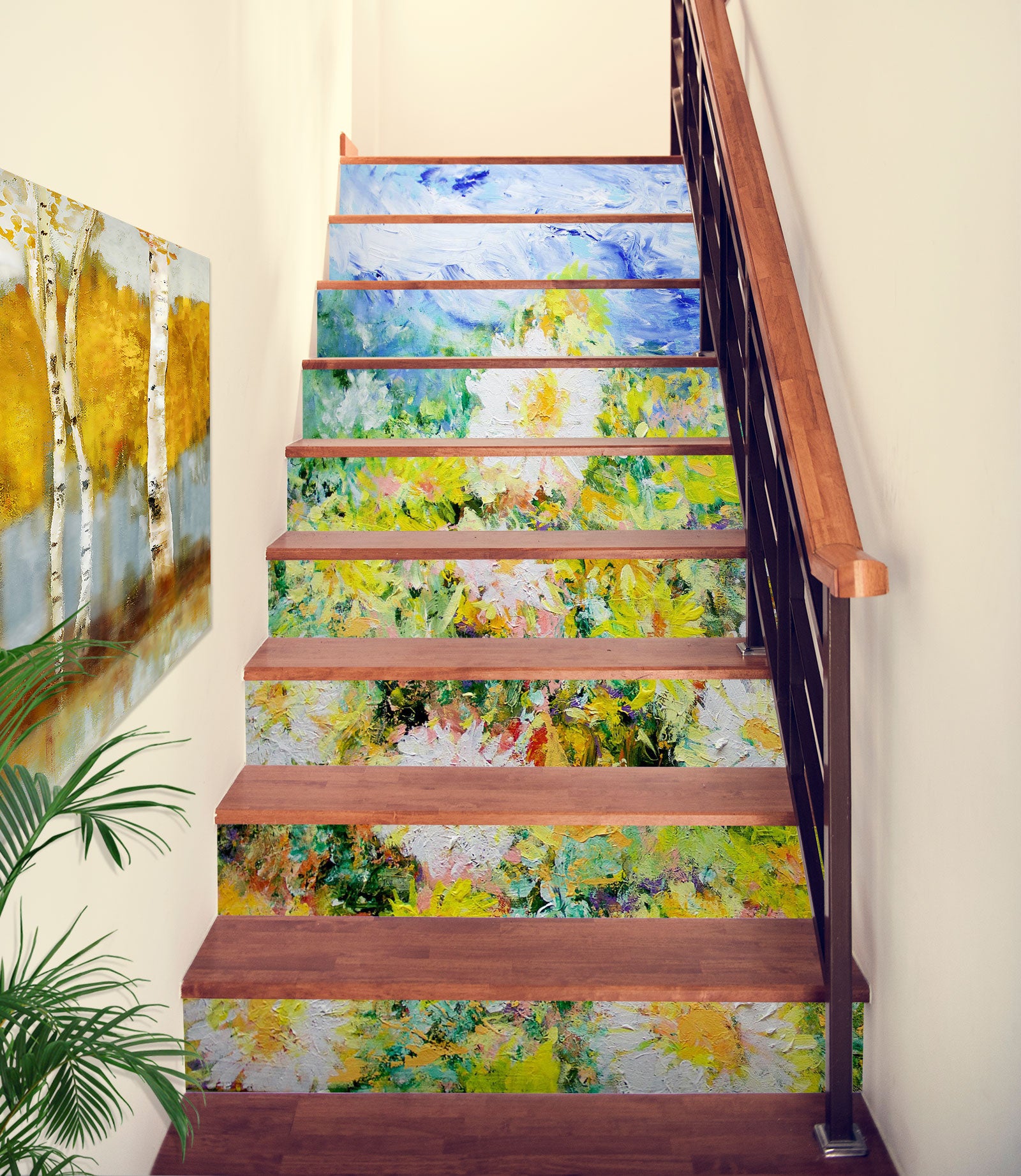 3D White Yellow Flowers Clump 90107 Allan P. Friedlander Stair Risers