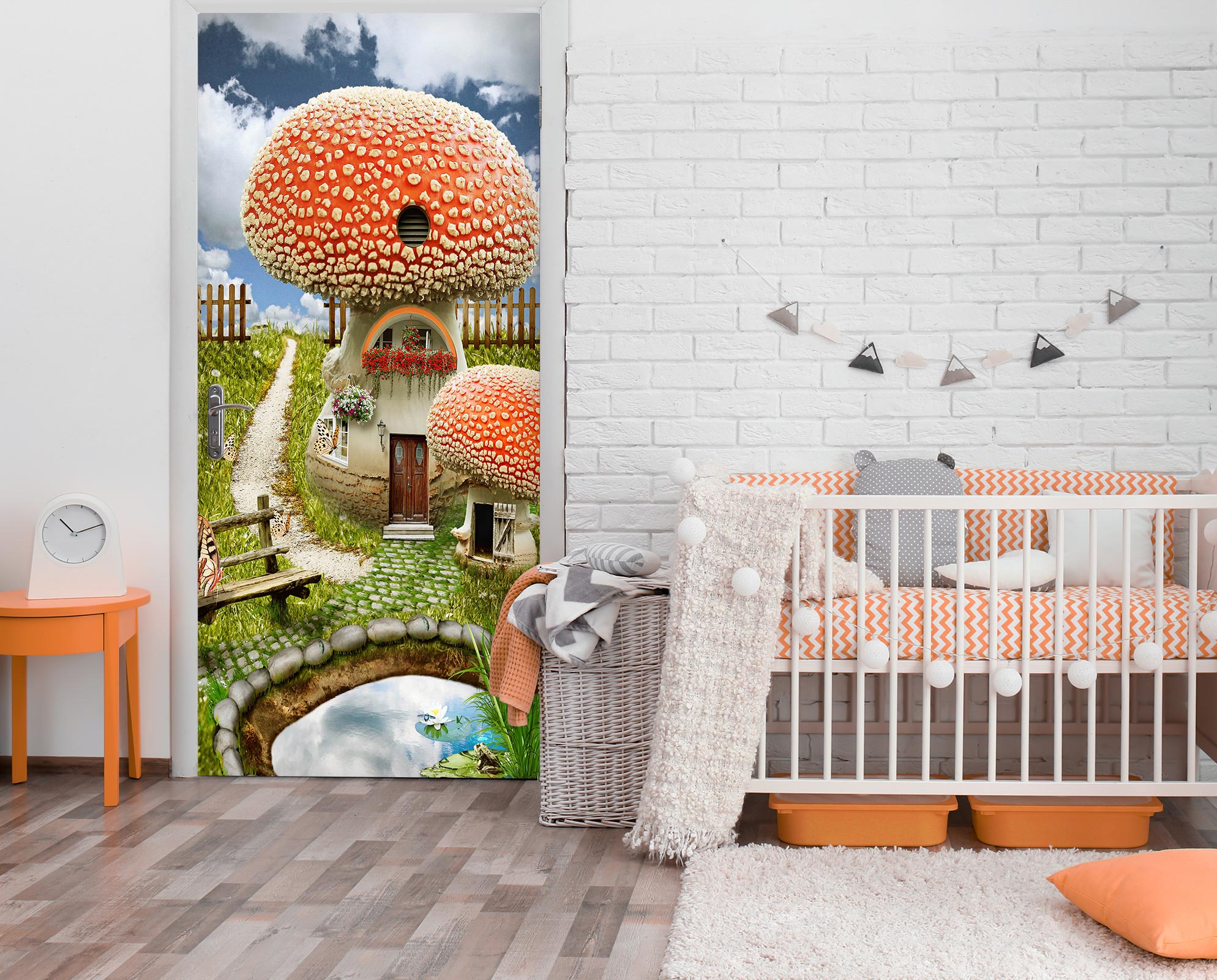 3D Mushroom House 150 Door Mural