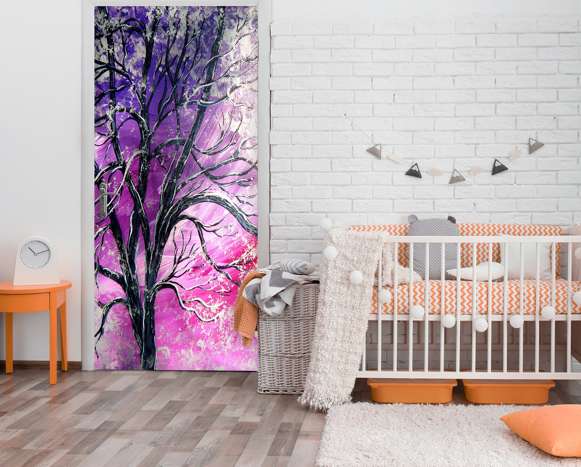 3D Purple Tree 022 Door Mural