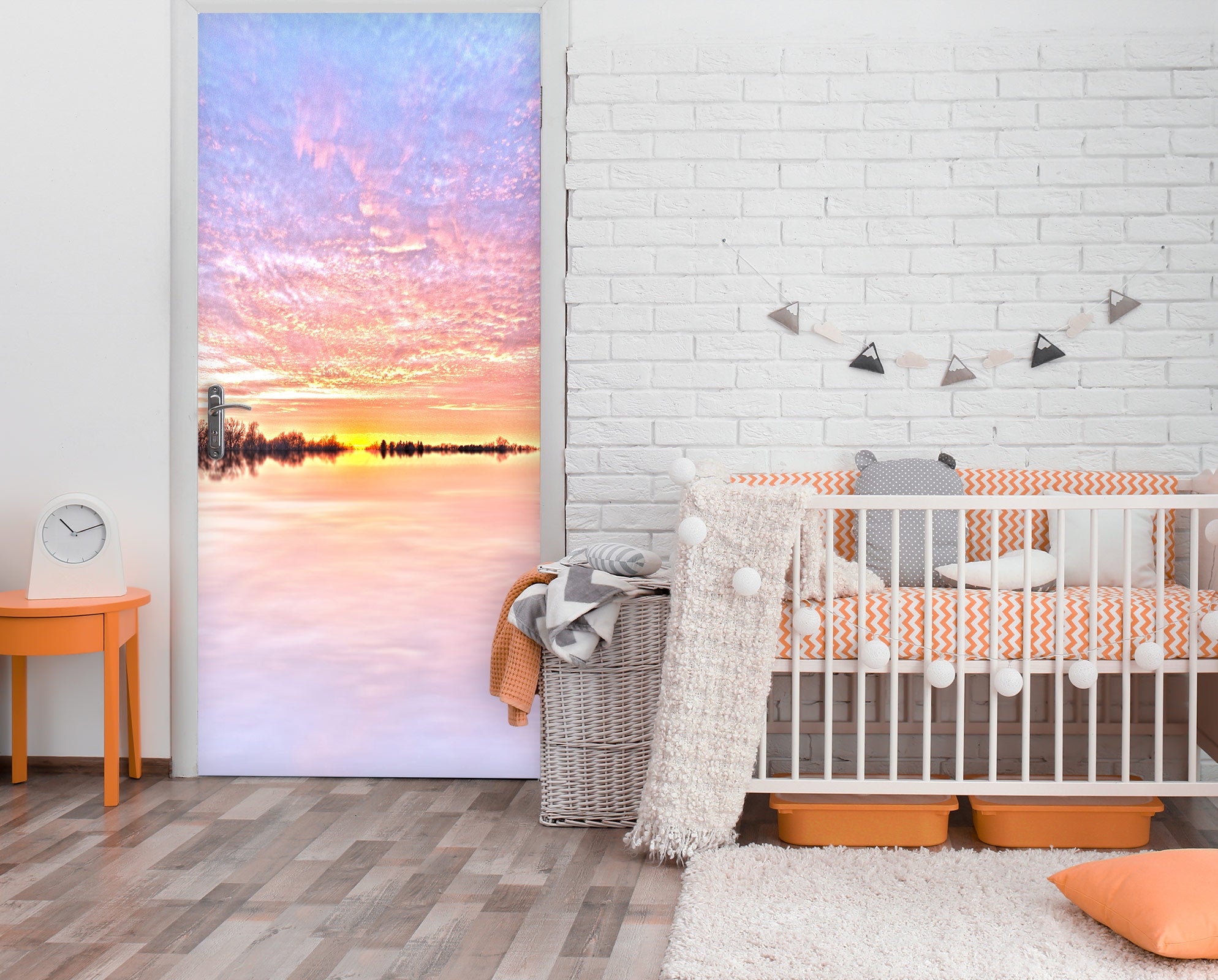 3D Beautiful Sunset 002 Door Mural