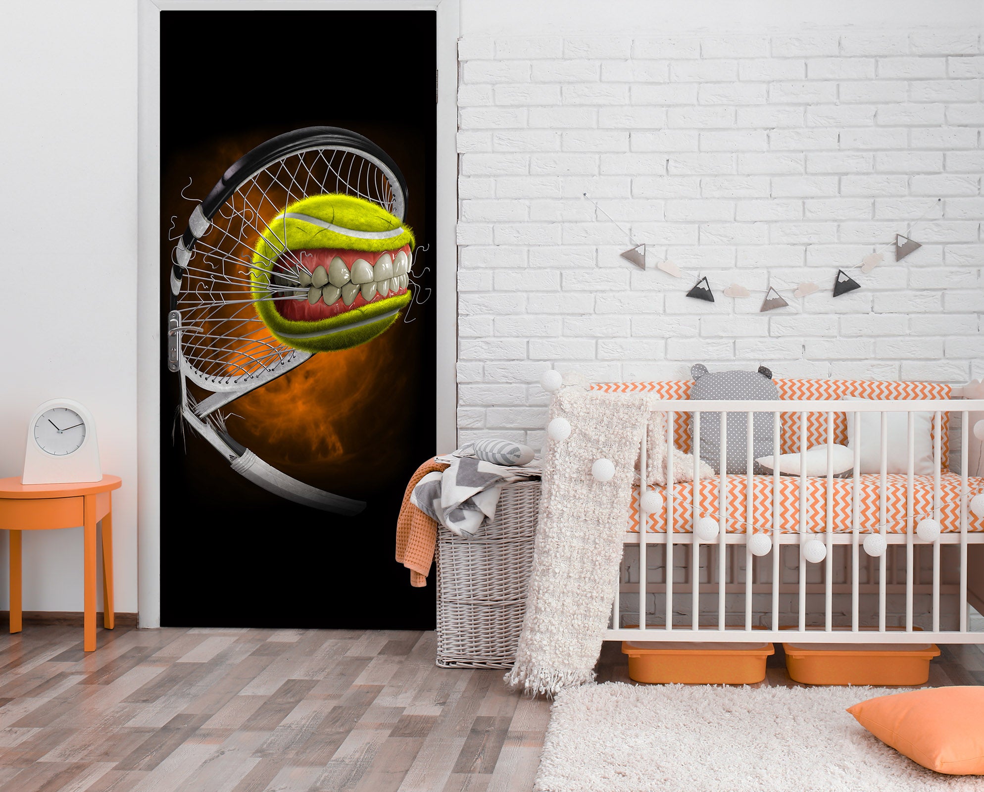 3D Racket Baseball 618 Tom Wood Door Mural