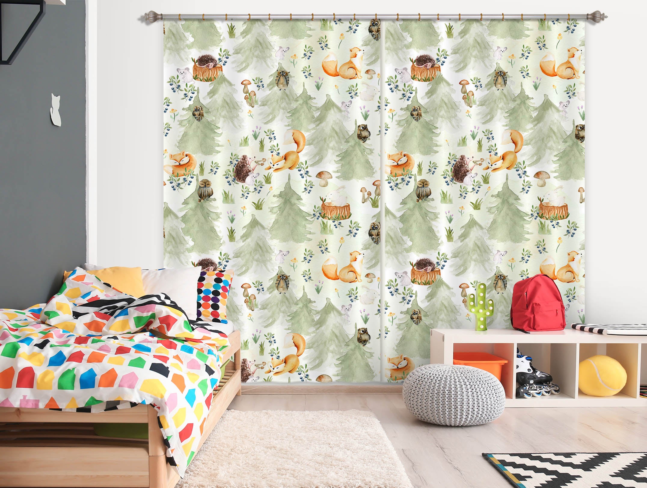 3D Fox Mushroom 108 Uta Naumann Curtain Curtains Drapes