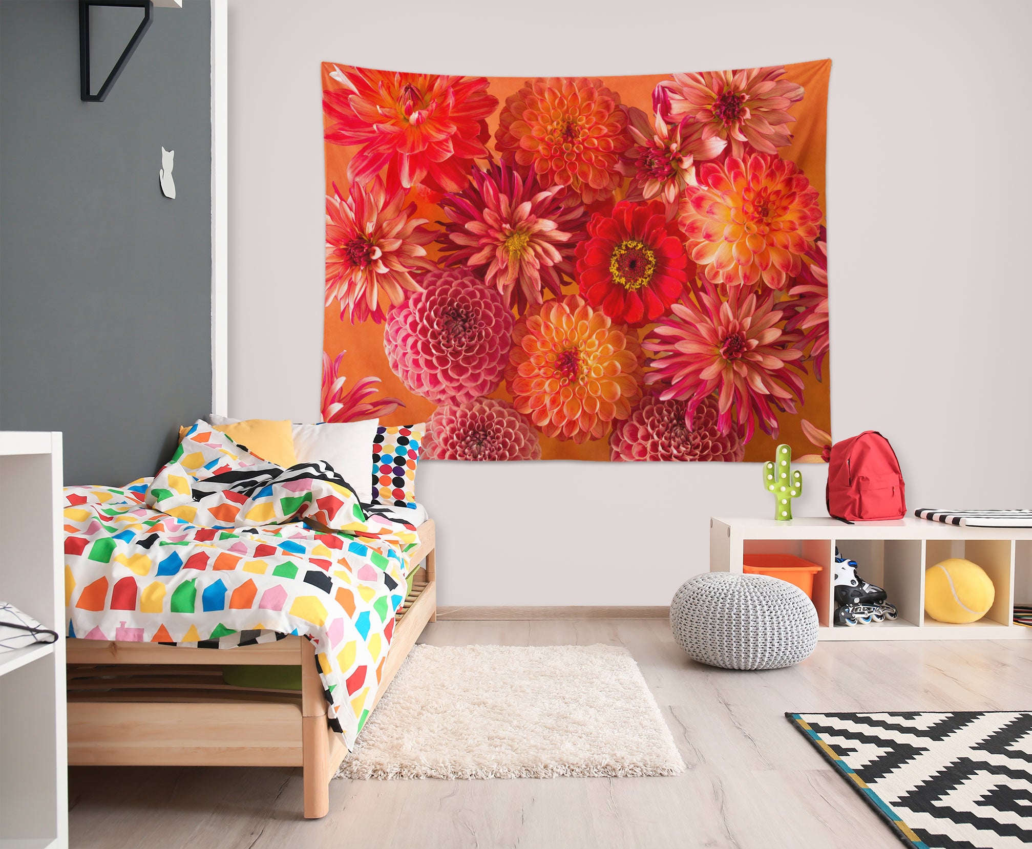 3D Red Chrysanthemum 11664 Assaf Frank Tapestry Hanging Cloth Hang