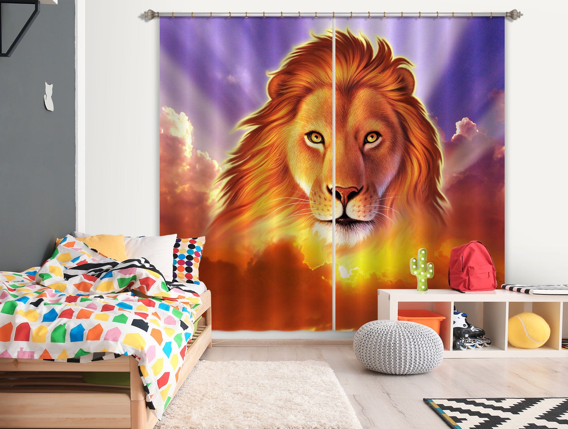 3D Lion King 069 Jerry LoFaro Curtain Curtains Drapes Curtains AJ Creativity Home 