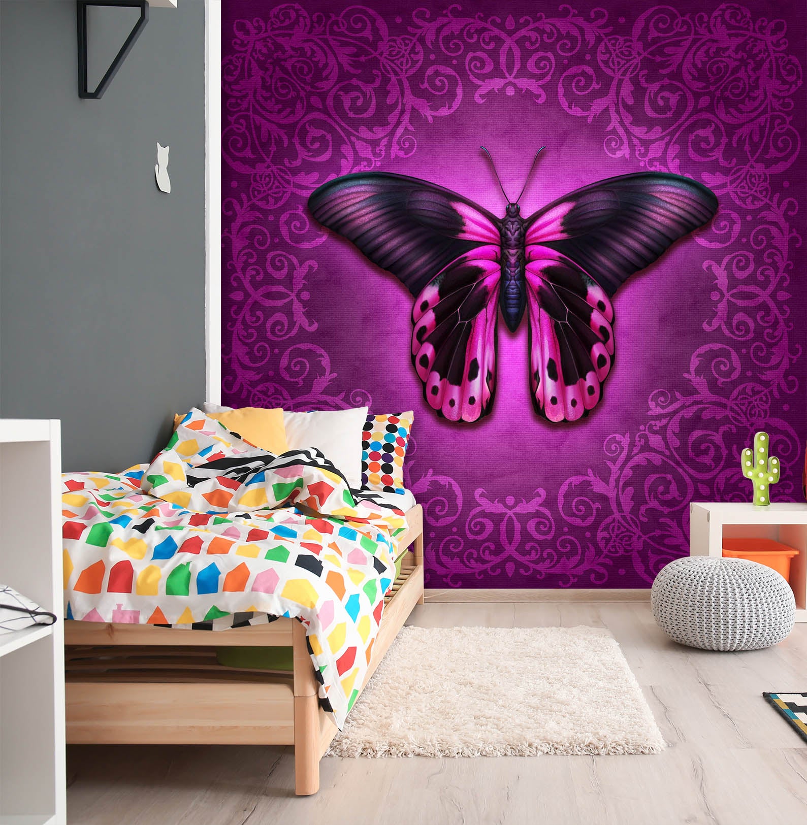 3D Pink Butterfly 8762 Brigid Ashwood Wall Mural Wall Murals