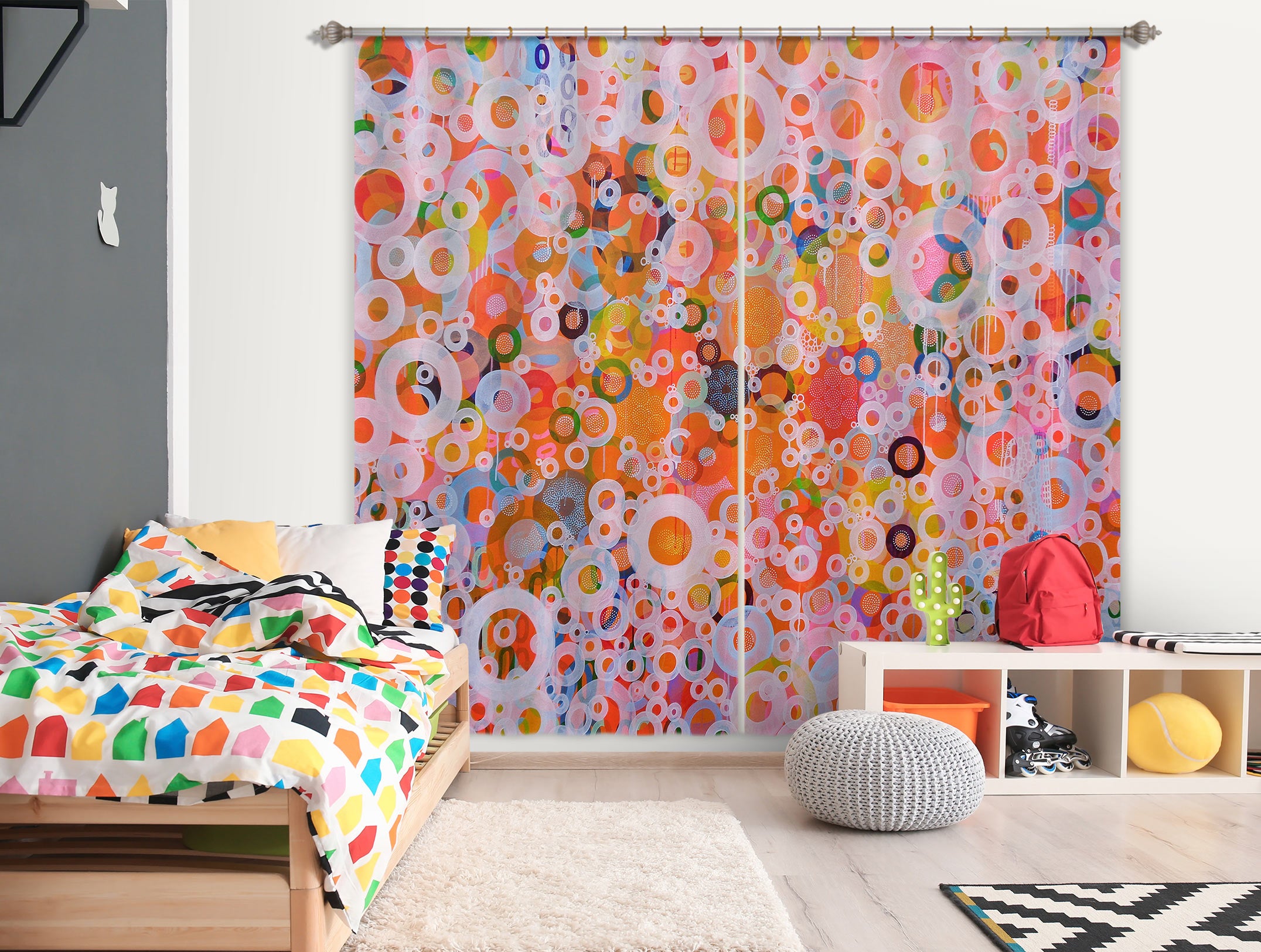 3D Cartoon Doodle Circle 2334 Misako Chida Curtain Curtains Drapes