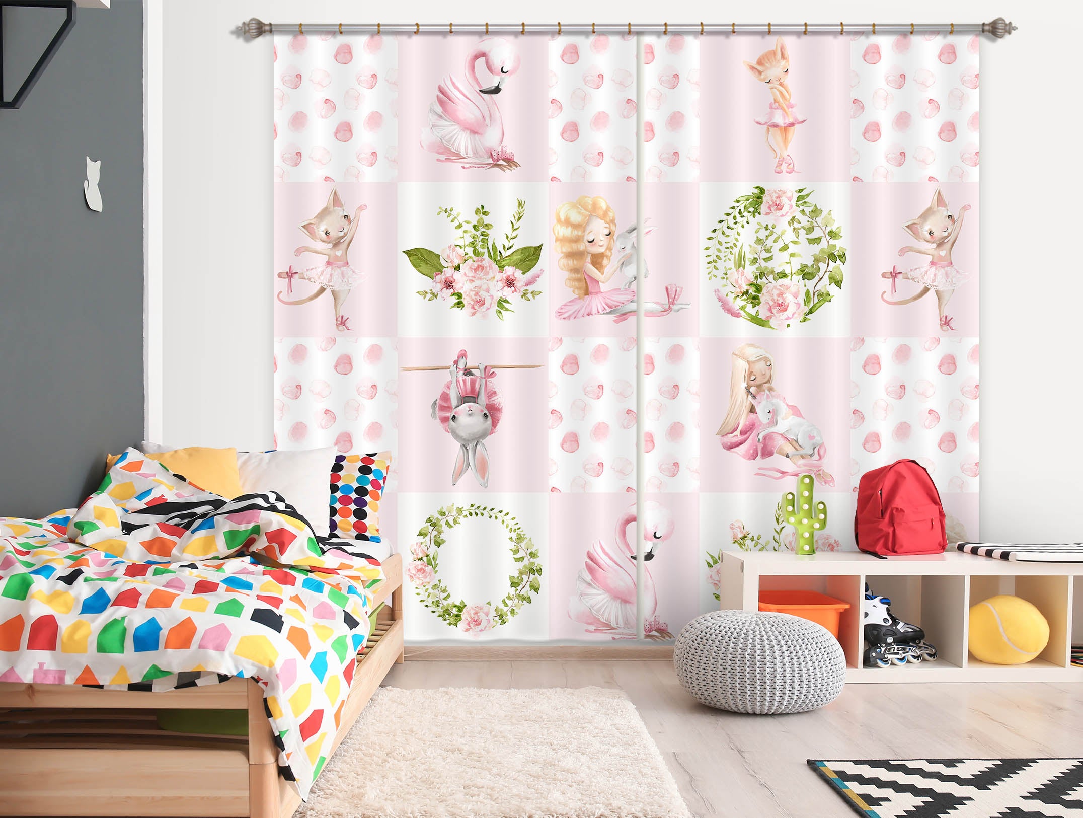 3D Rabbit Flamingo 118 Uta Naumann Curtain Curtains Drapes