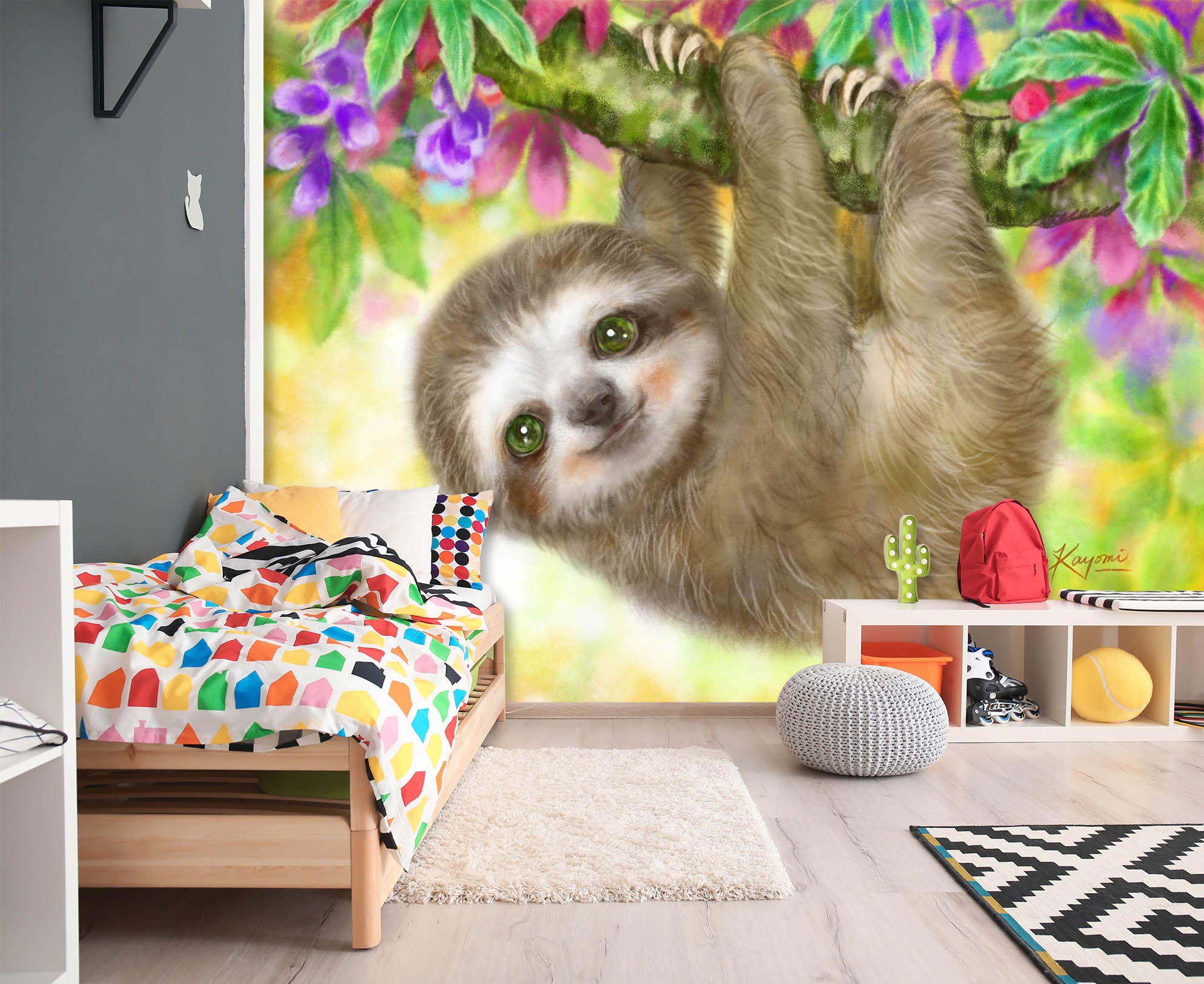 3D Cute Sloth 5549 Kayomi Harai Wall Mural Wall Murals