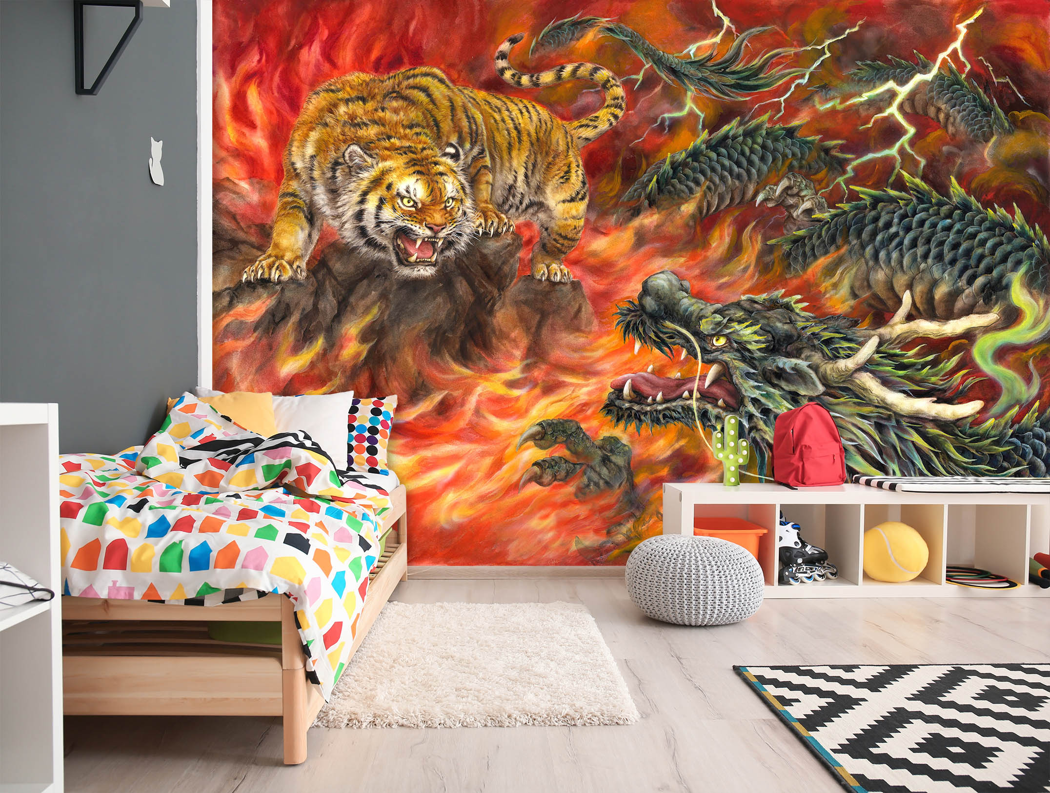 3D Tiger Dragon 5519 Kayomi Harai Wall Mural Wall Murals