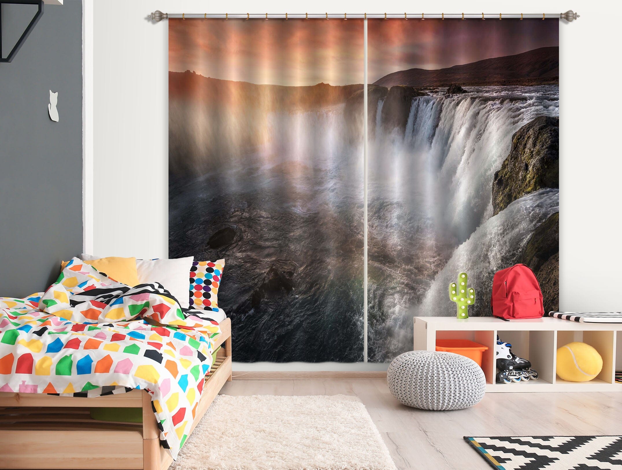 3D Canyon Waterfall 117 Marco Carmassi Curtain Curtains Drapes Curtains AJ Creativity Home 