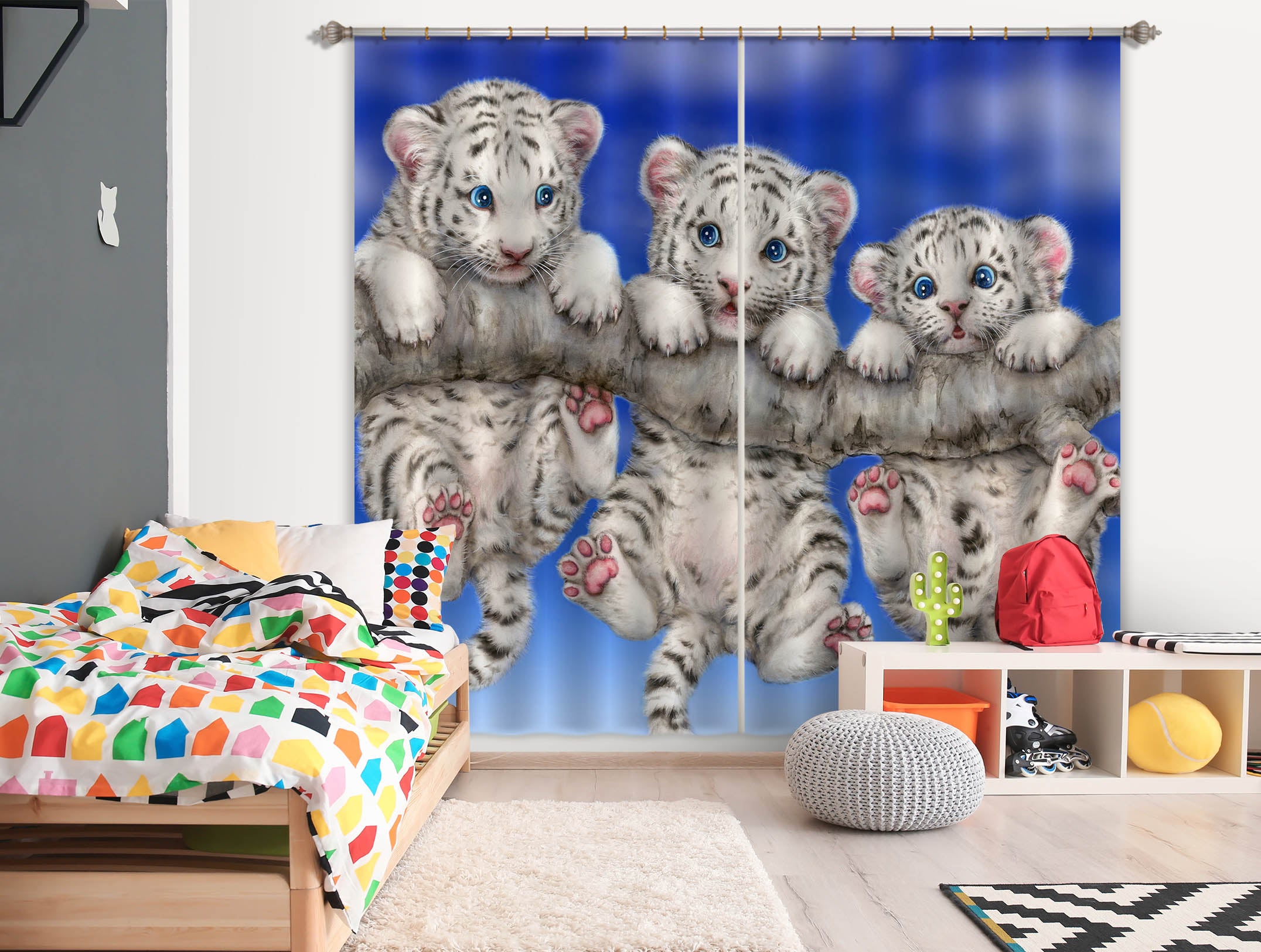 3D Baby Tiger 9091 Kayomi Harai Curtain Curtains Drapes