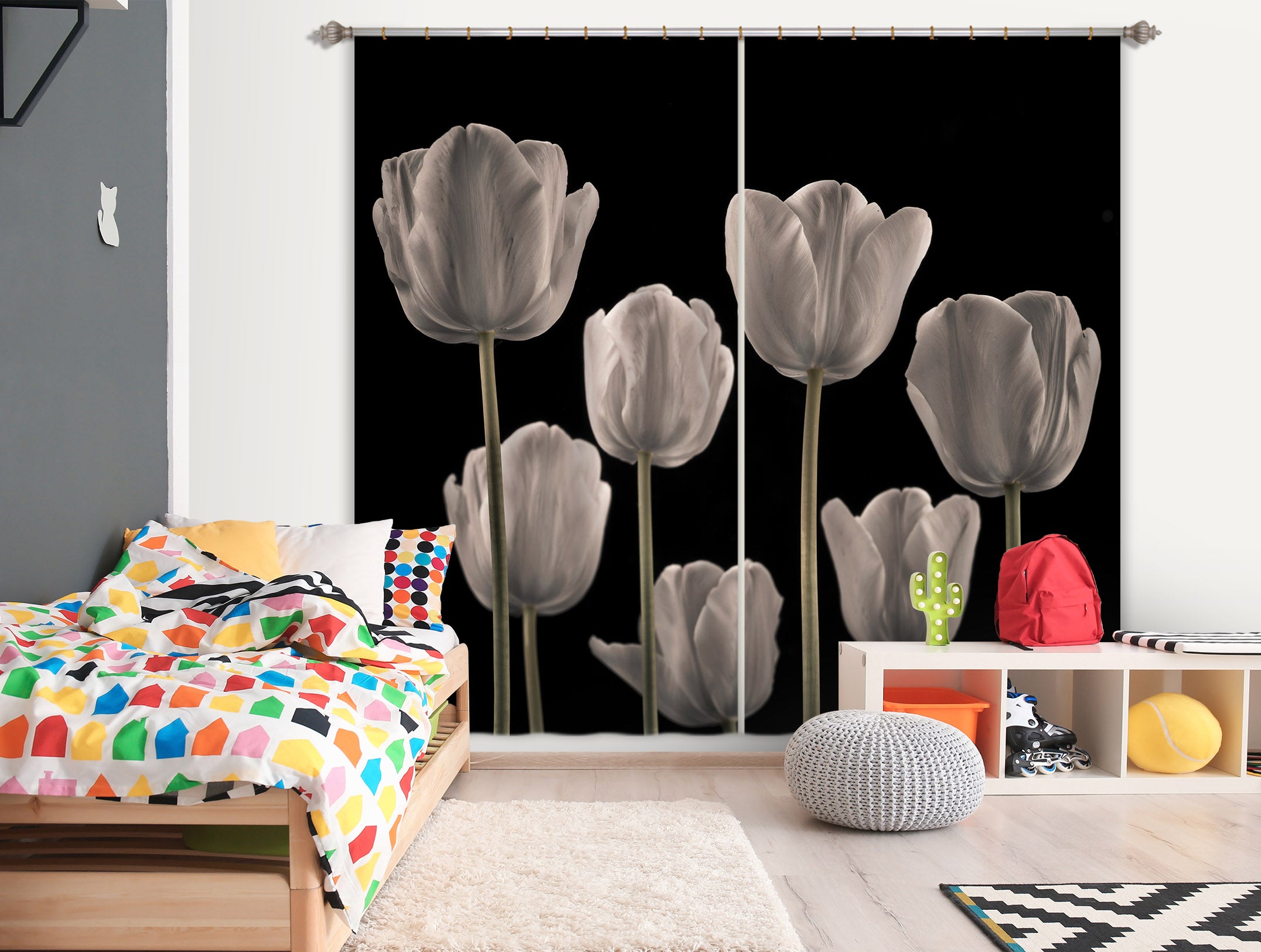 3D White Bud 6309 Assaf Frank Curtain Curtains Drapes