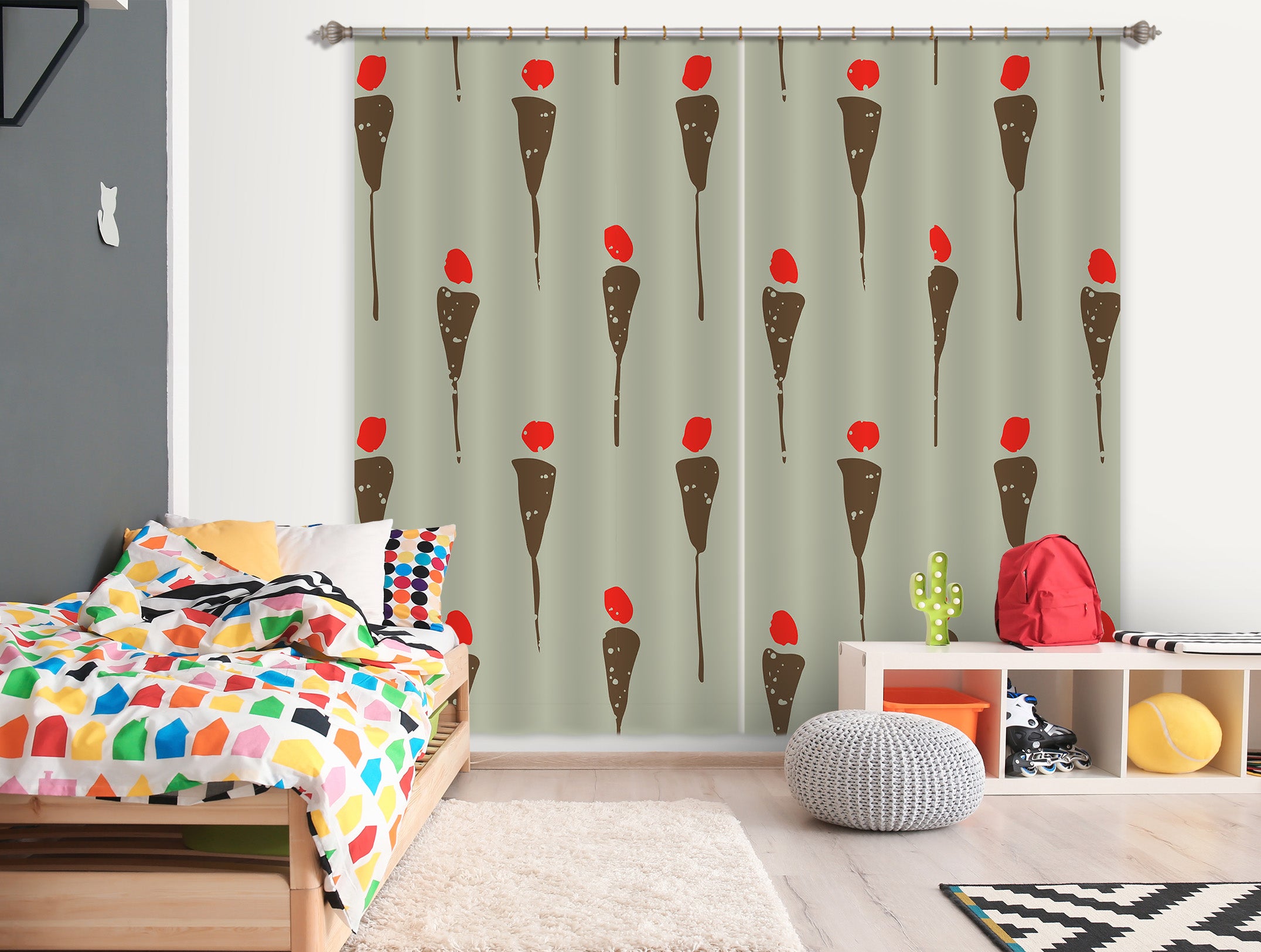 3D Red Dot Pattern 11125 Kashmira Jayaprakash Curtain Curtains Drapes