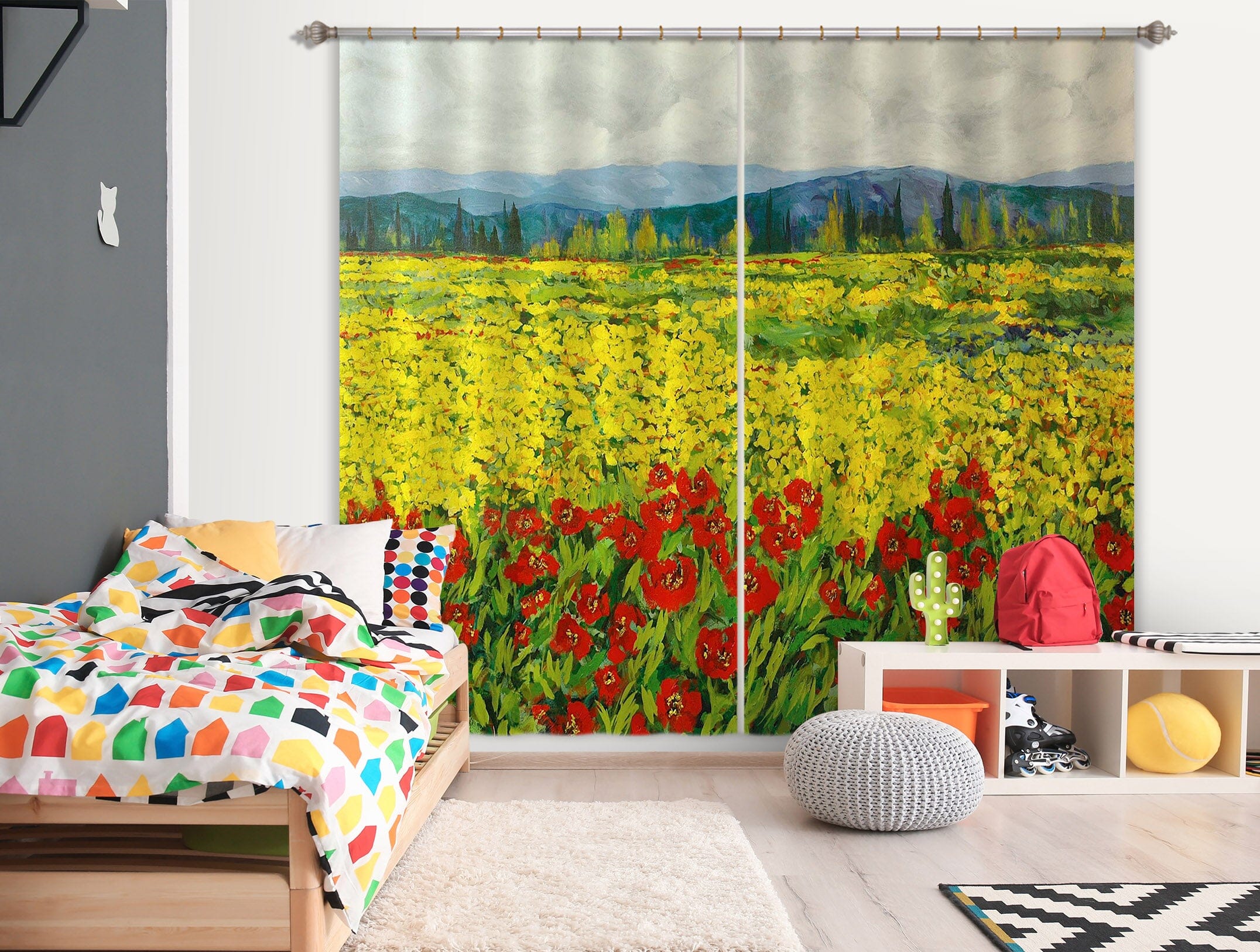 3D Flowers Everywhere 137 Allan P. Friedlander Curtain Curtains Drapes Curtains AJ Creativity Home 