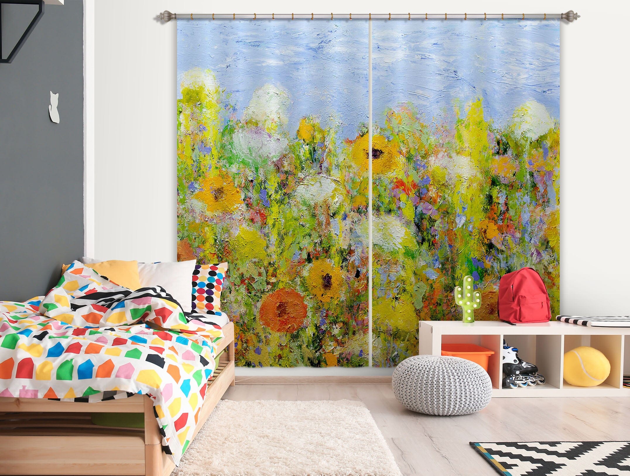 3D Colored Flowers 271 Allan P. Friedlander Curtain Curtains Drapes Curtains AJ Creativity Home 