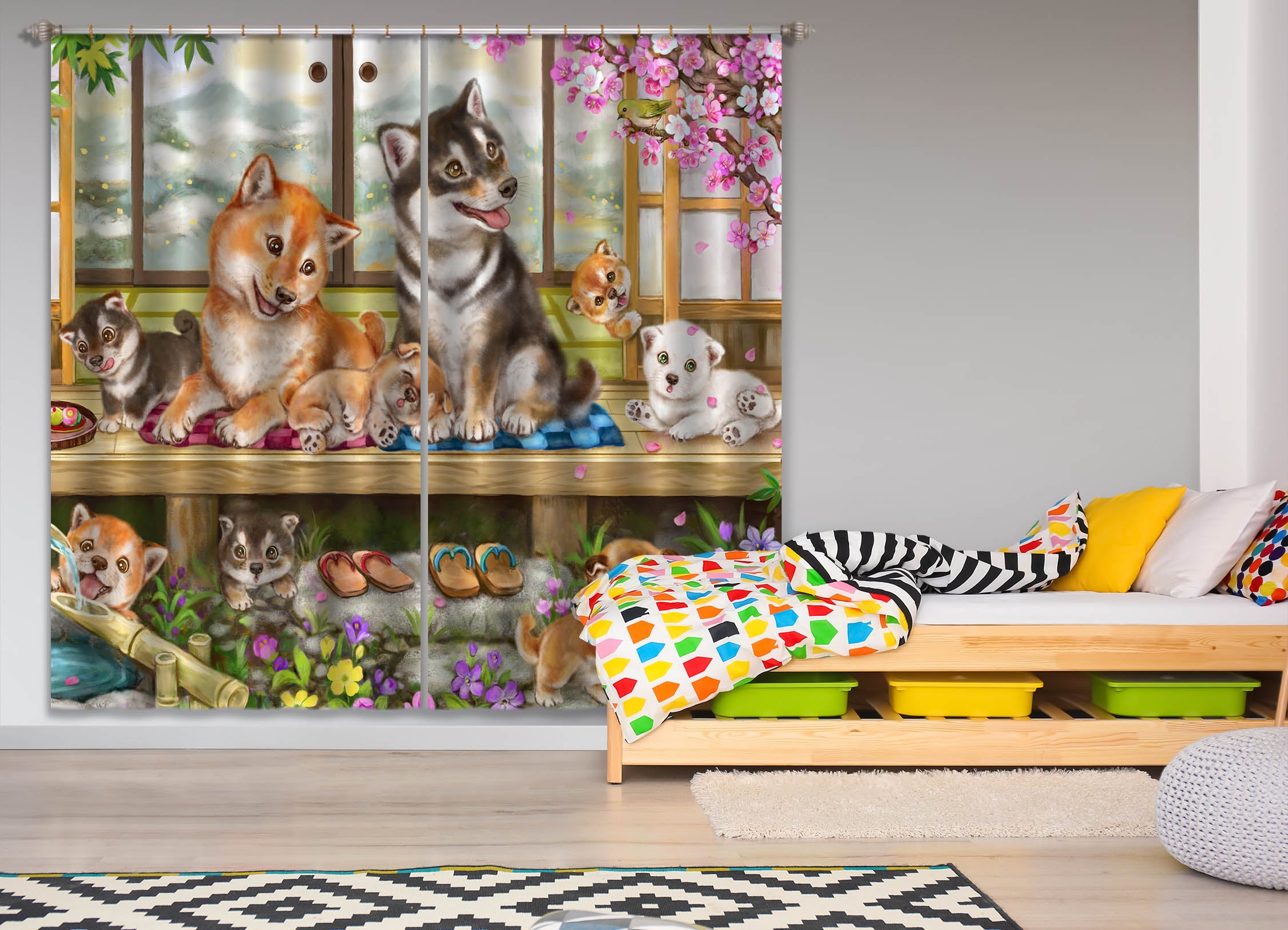 3D Pet Dog 9049 Kayomi Harai Curtain Curtains Drapes