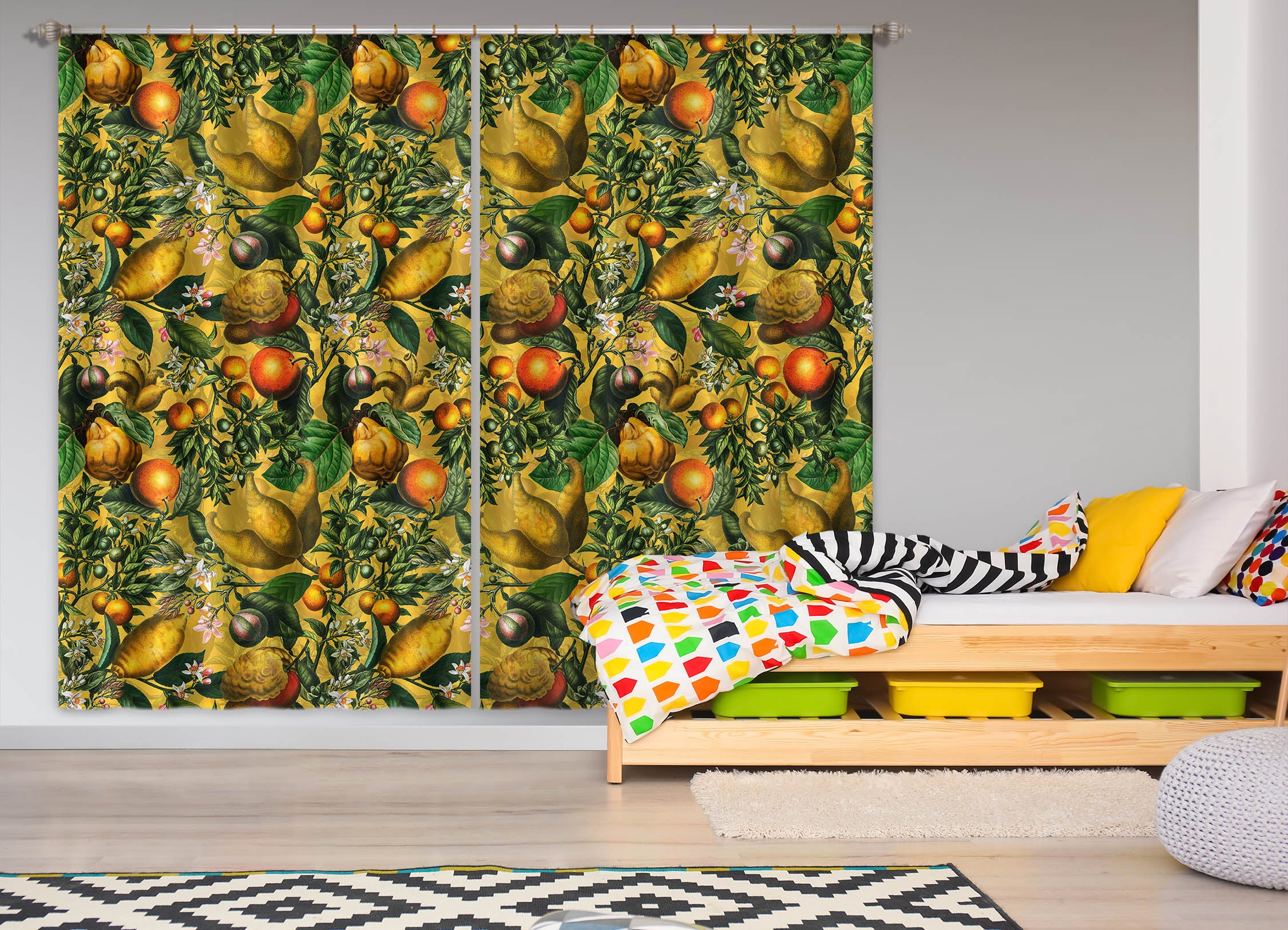 3D Golden Oranges 183 Uta Naumann Curtain Curtains Drapes