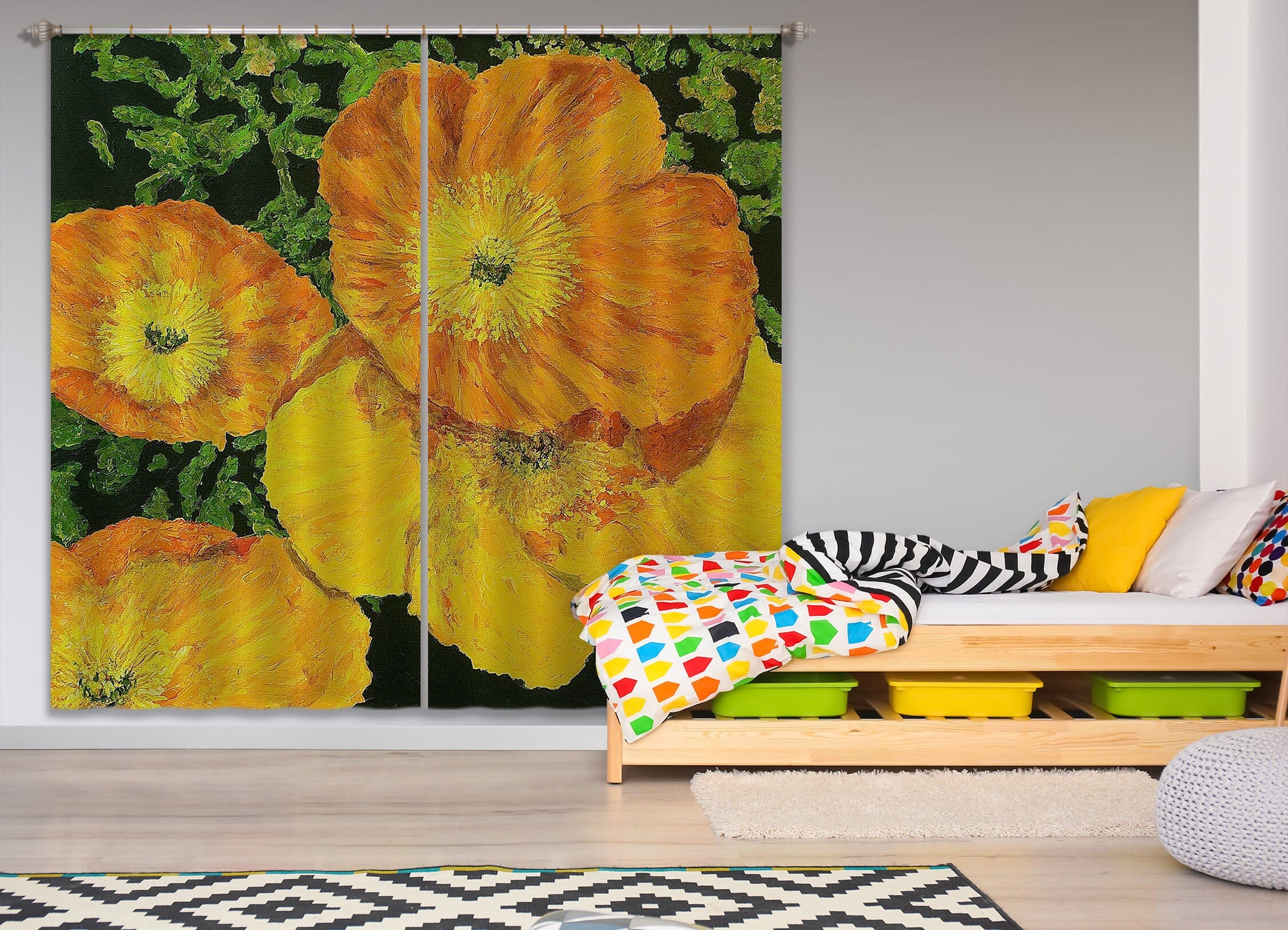 3D Yellow Petals 167 Allan P. Friedlander Curtain Curtains Drapes Curtains AJ Creativity Home 