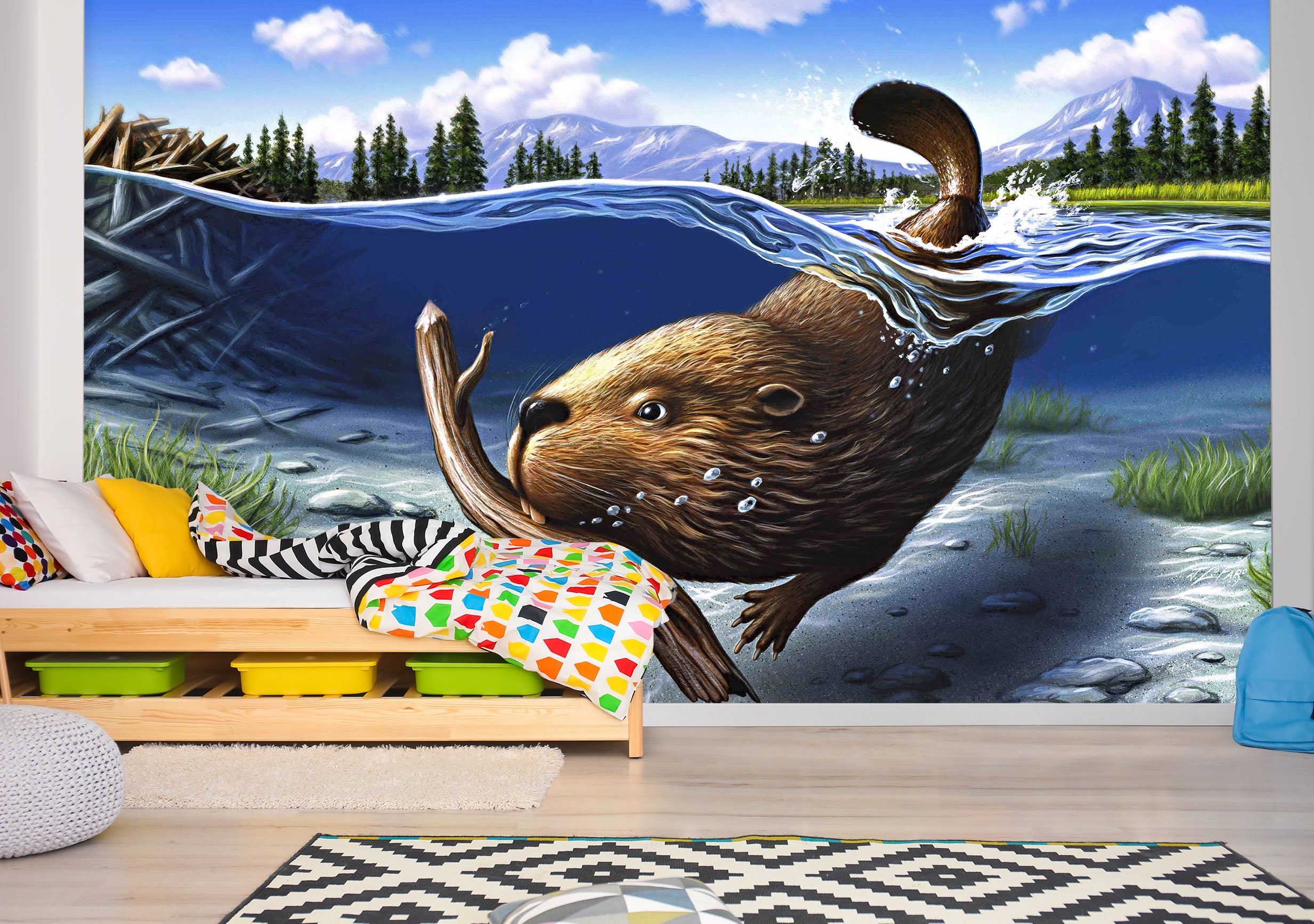 3D Busy Beaver 85001 Jerry LoFaro Wall Mural Wall Murals