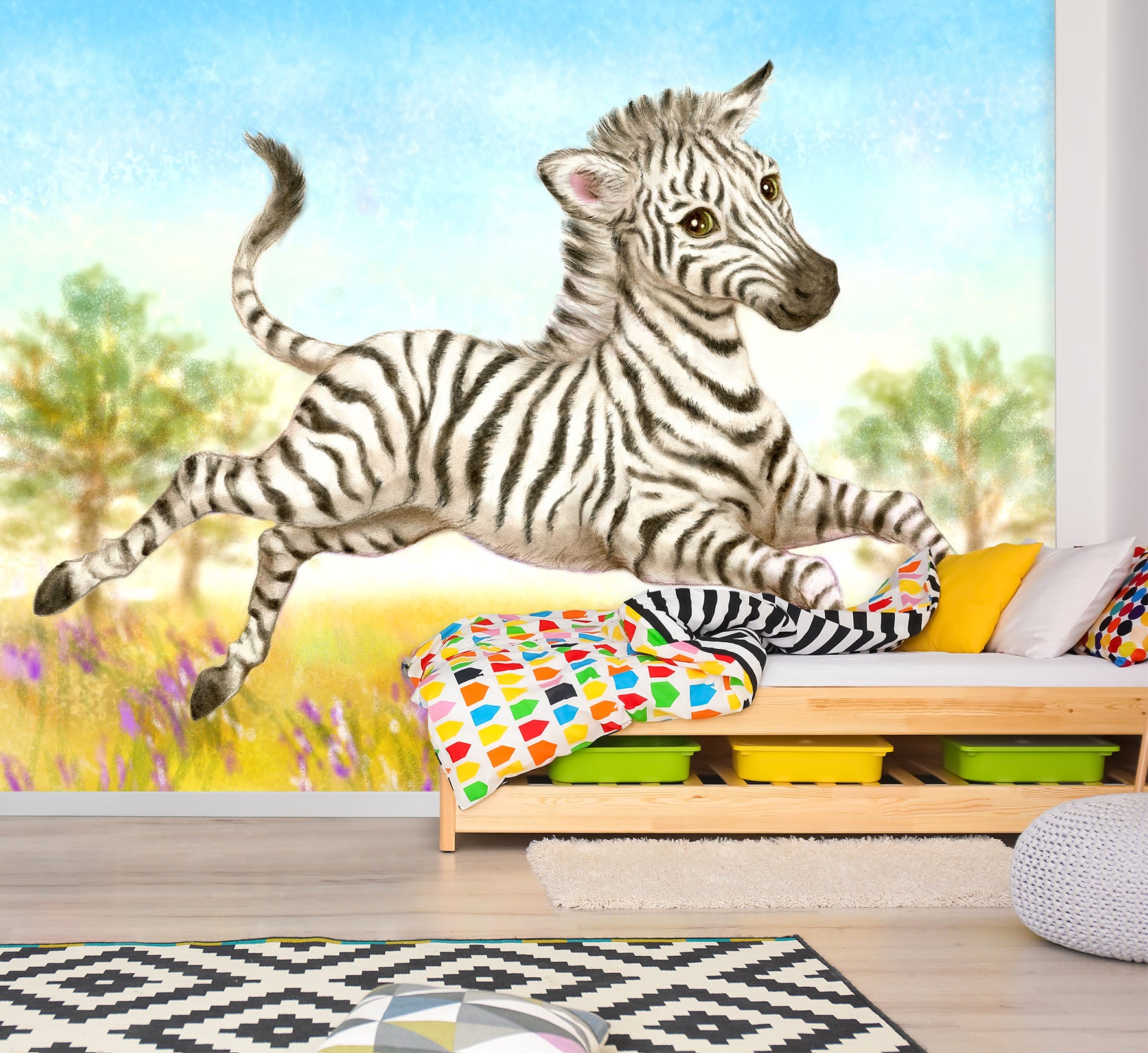 3D Cartoon Zebra 5462 Kayomi Harai Wall Mural Wall Murals