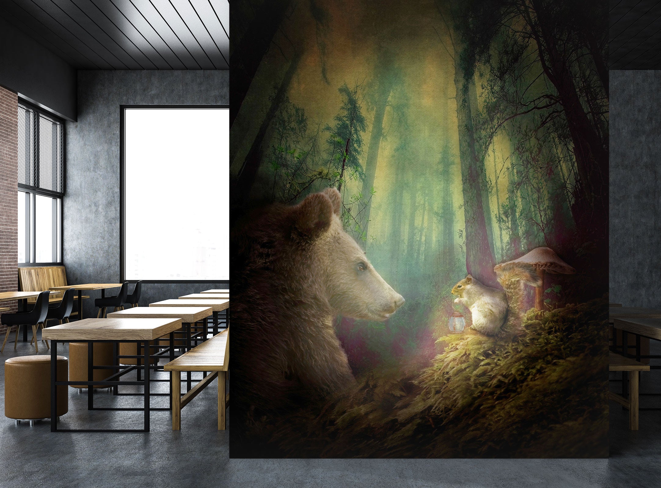 3D Forest Bear Mouse 5260 Beth Sheridan Wall Mural Wall Murals