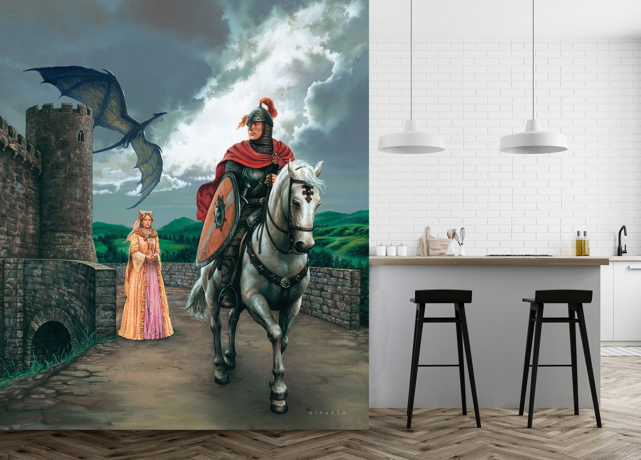 3D Knight Princess 7108 Ciruelo Wall Mural Wall Murals