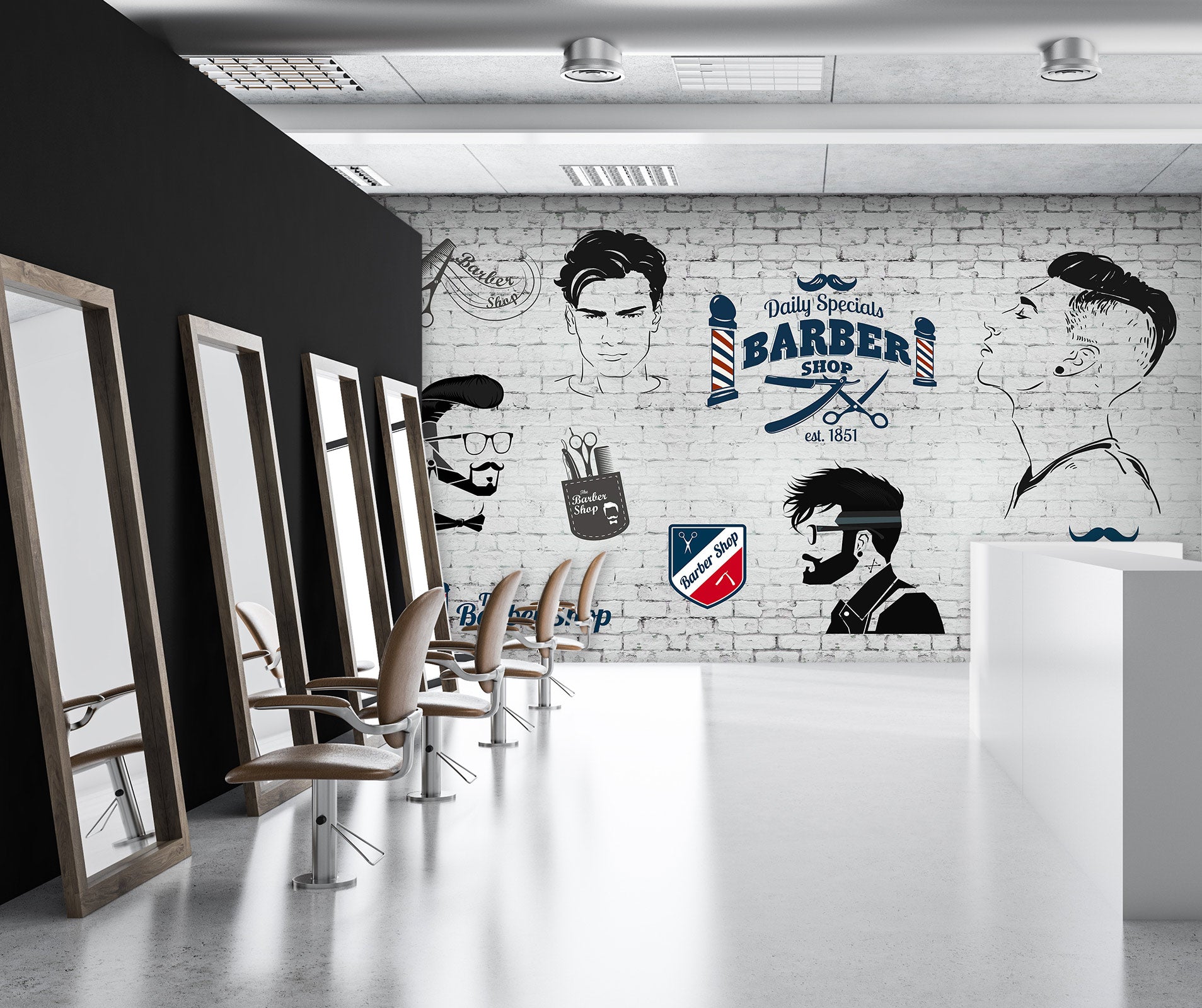 3D Men's Hairstyle 115199 Barber Shop Wall Murals