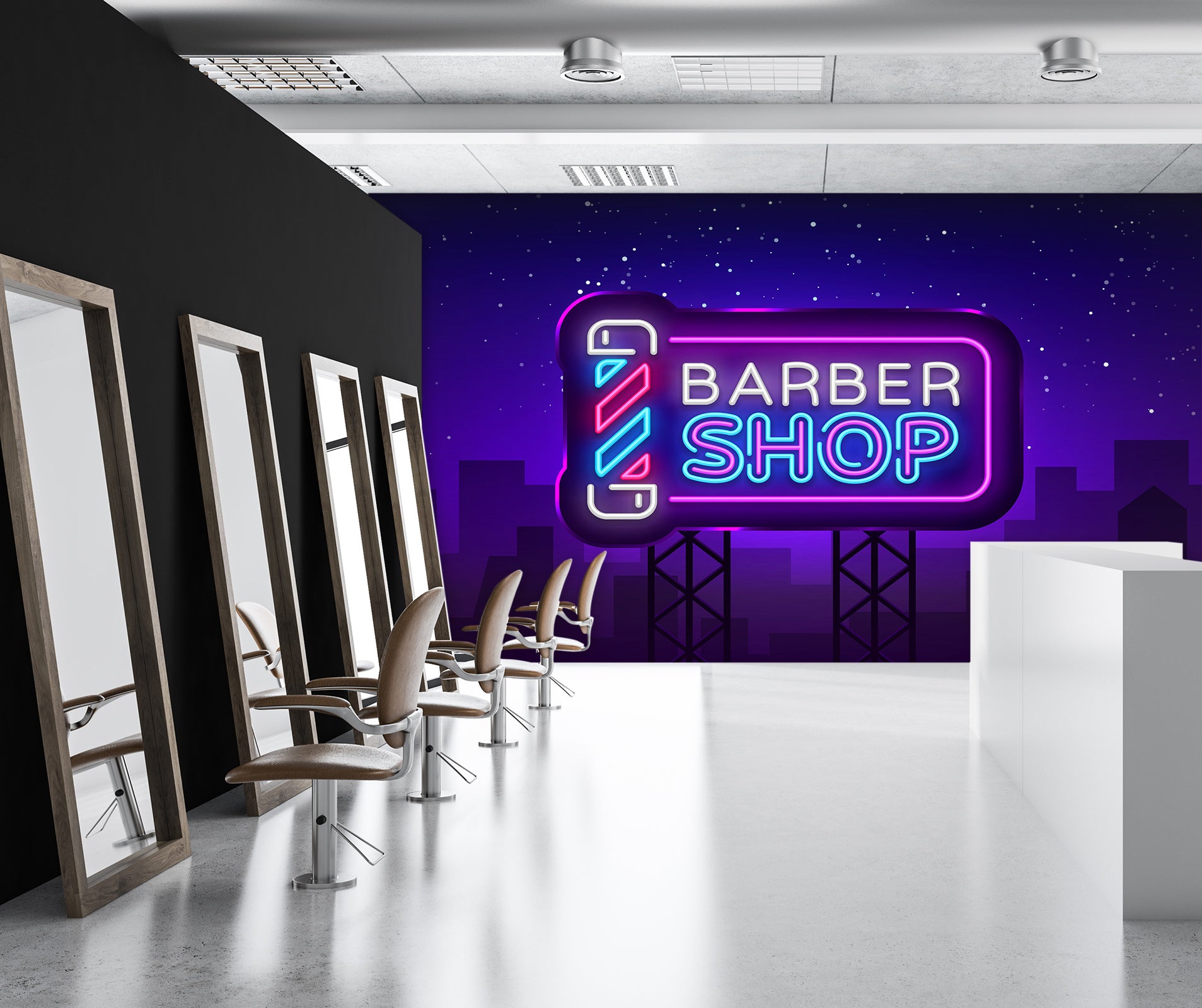 3D Night Light Sign 115179 Barber Shop Wall Murals