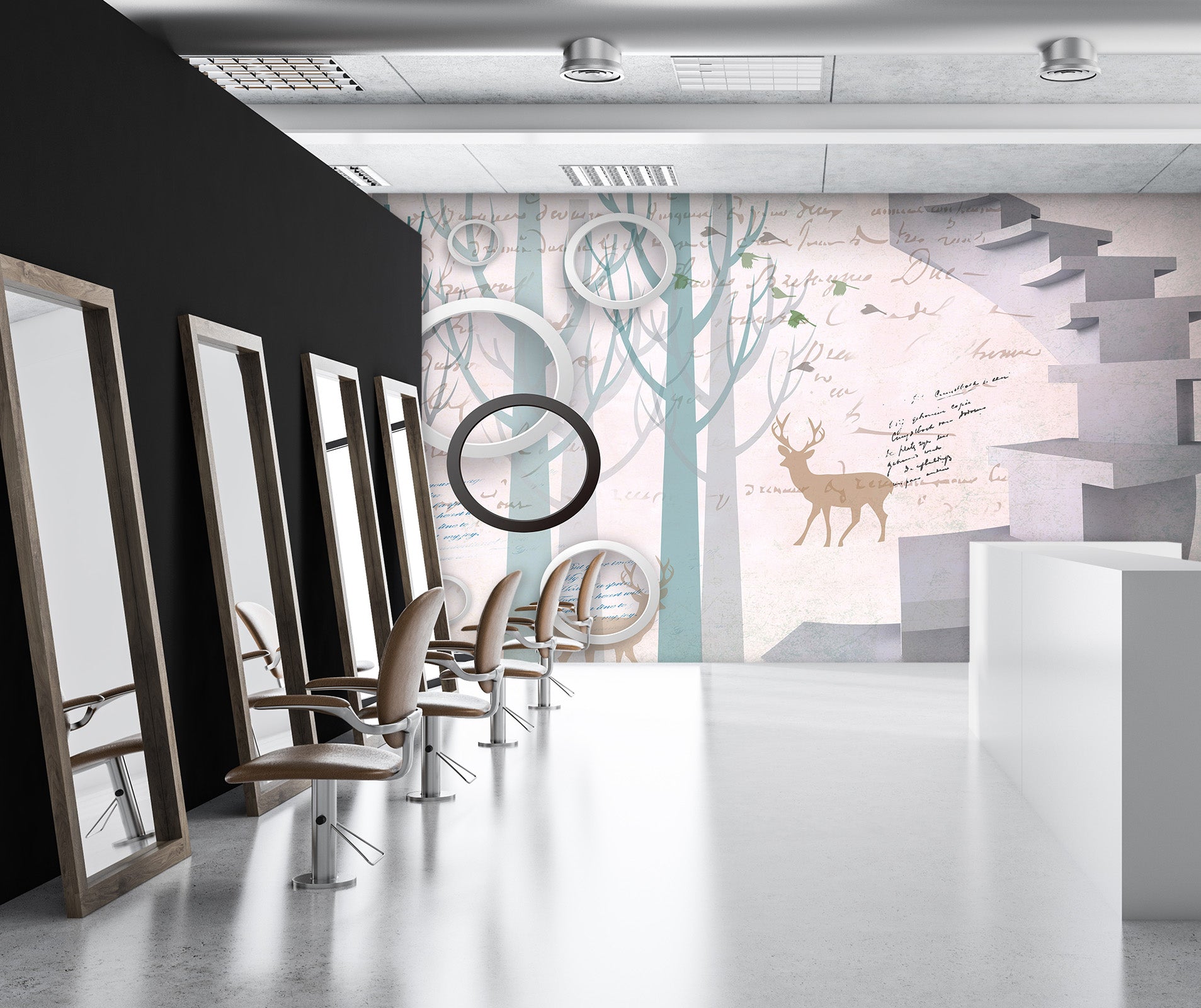 3D Staircase Deer 097 Wall Murals Wallpaper AJ Wallpaper 2 