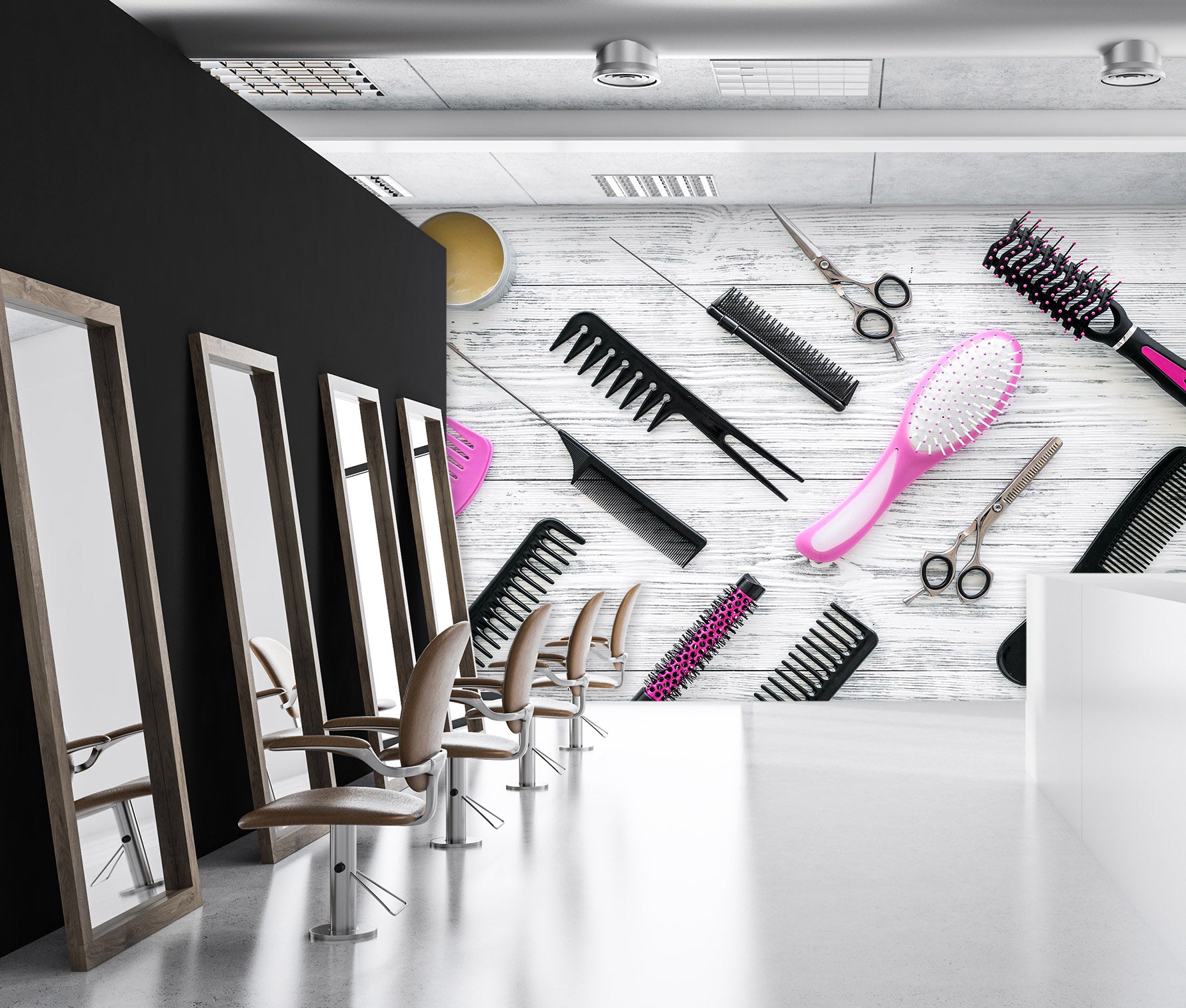 3D Comb Scissors 115170 Barber Shop Wall Murals