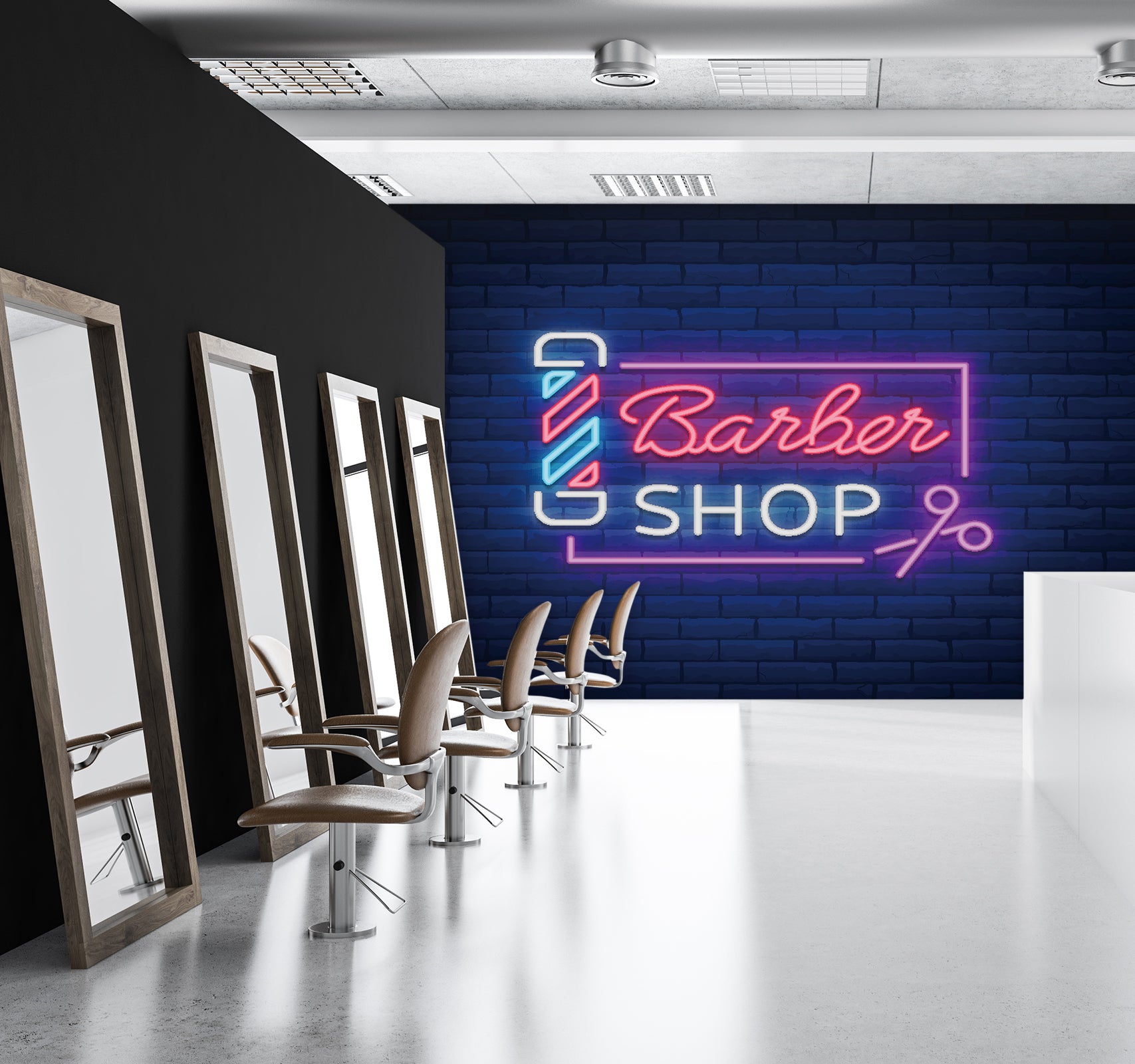 3D Light Sign 115158 Barber Shop Wall Murals