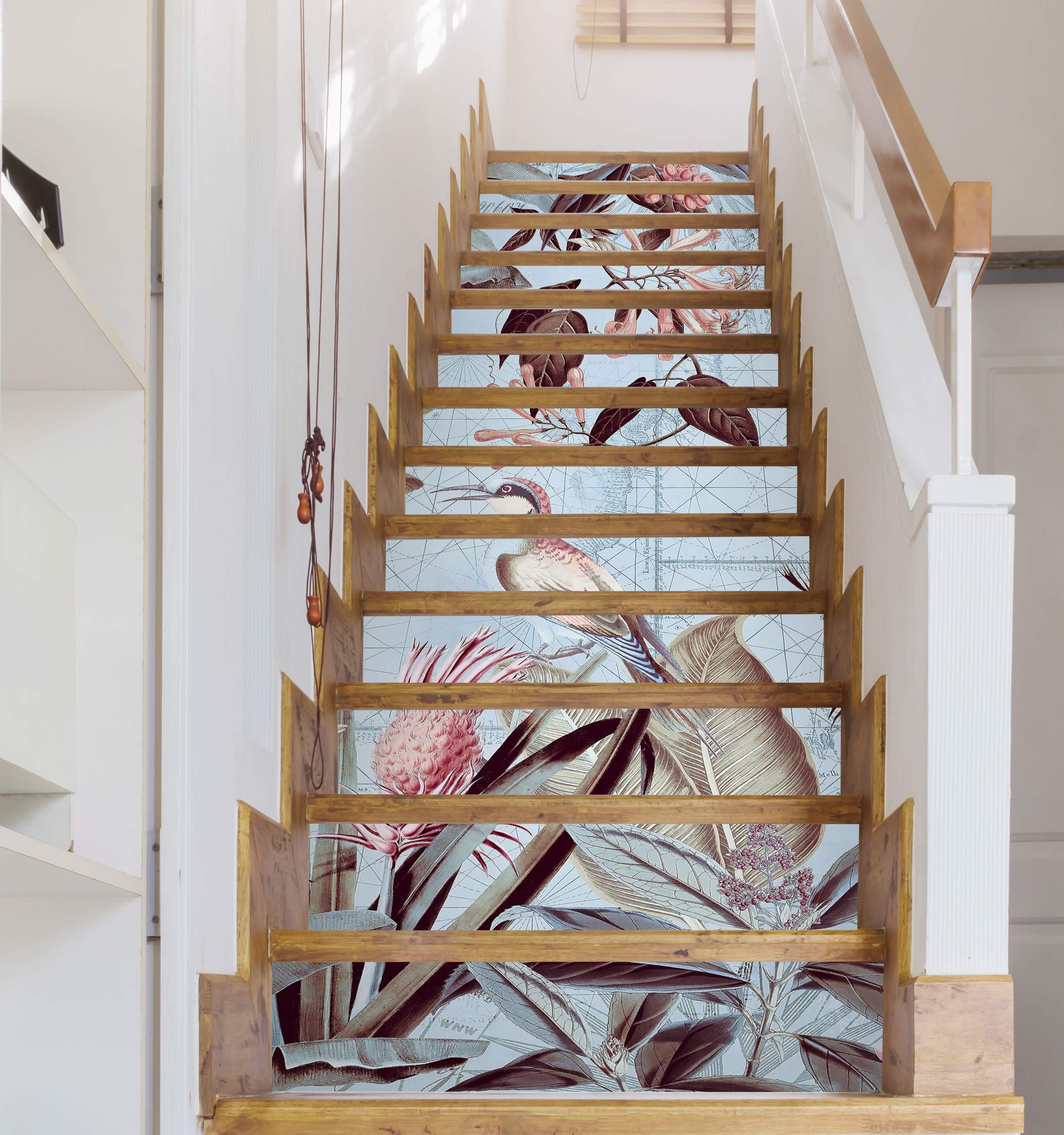 3D Bird Leaves Flowers 104124 Andrea Haase Stair Risers