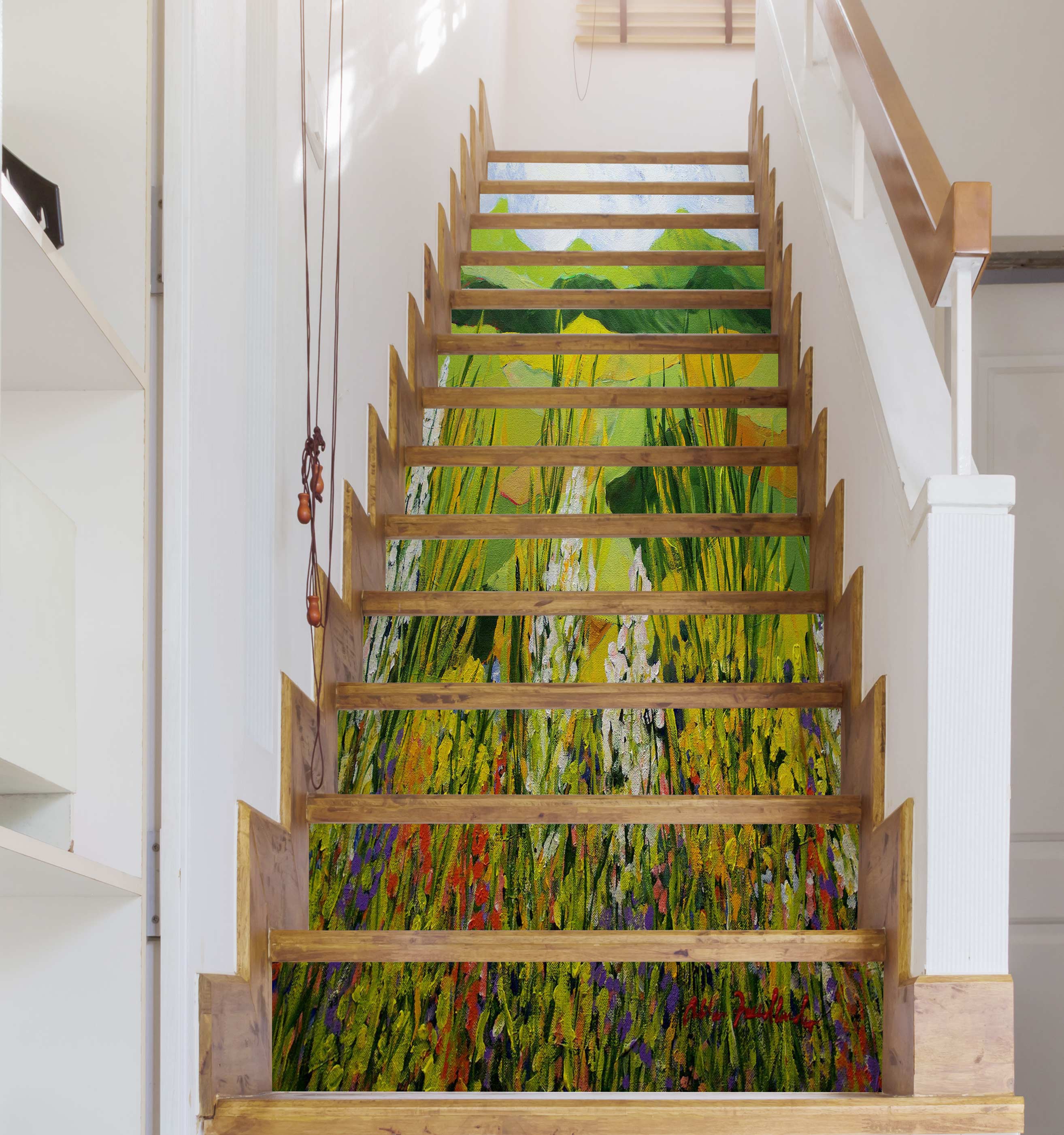 3D Flowers Green Field 9083 Allan P. Friedlander Stair Risers