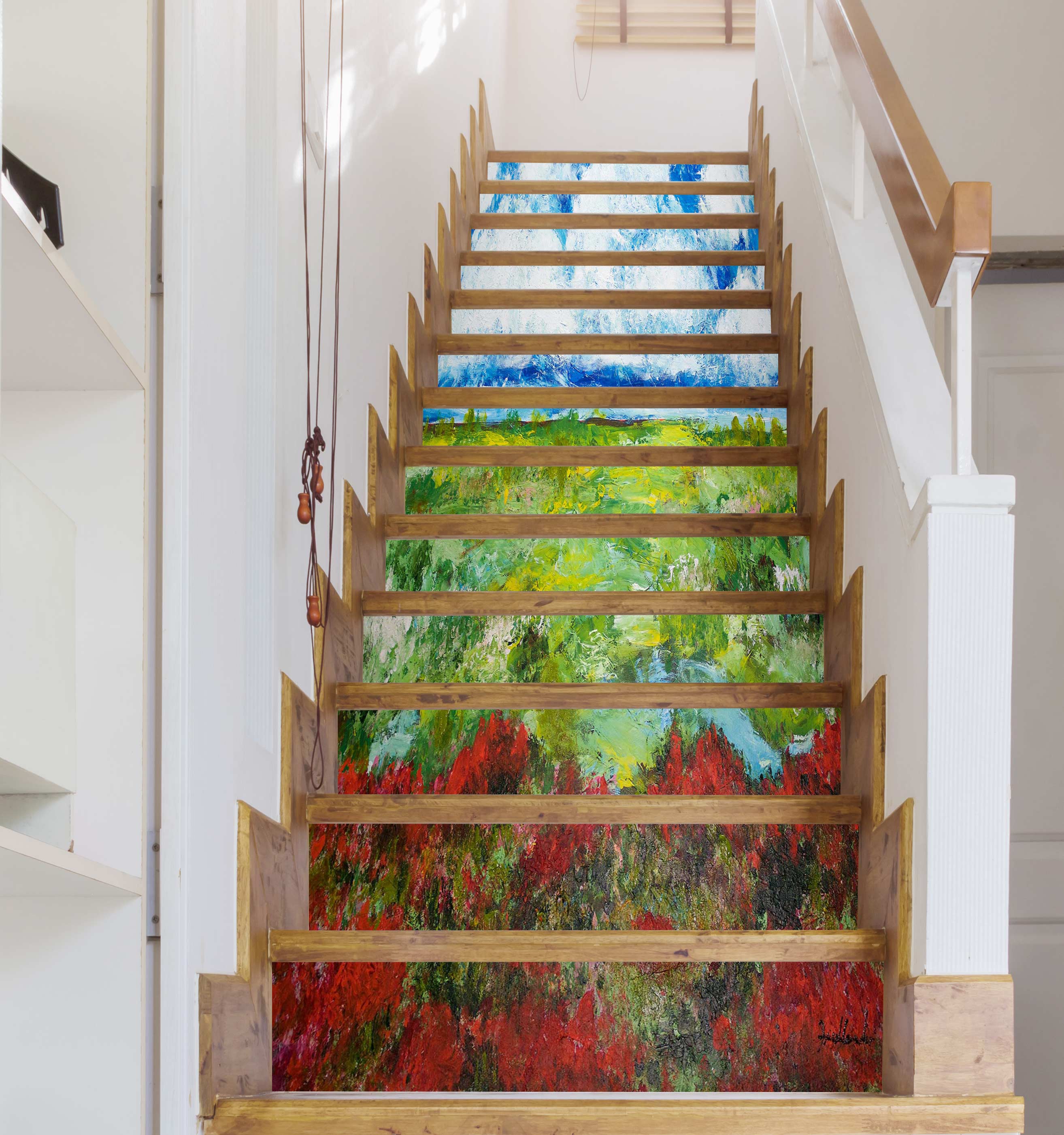 3D Sky Red Flowers 9089 Allan P. Friedlander Stair Risers