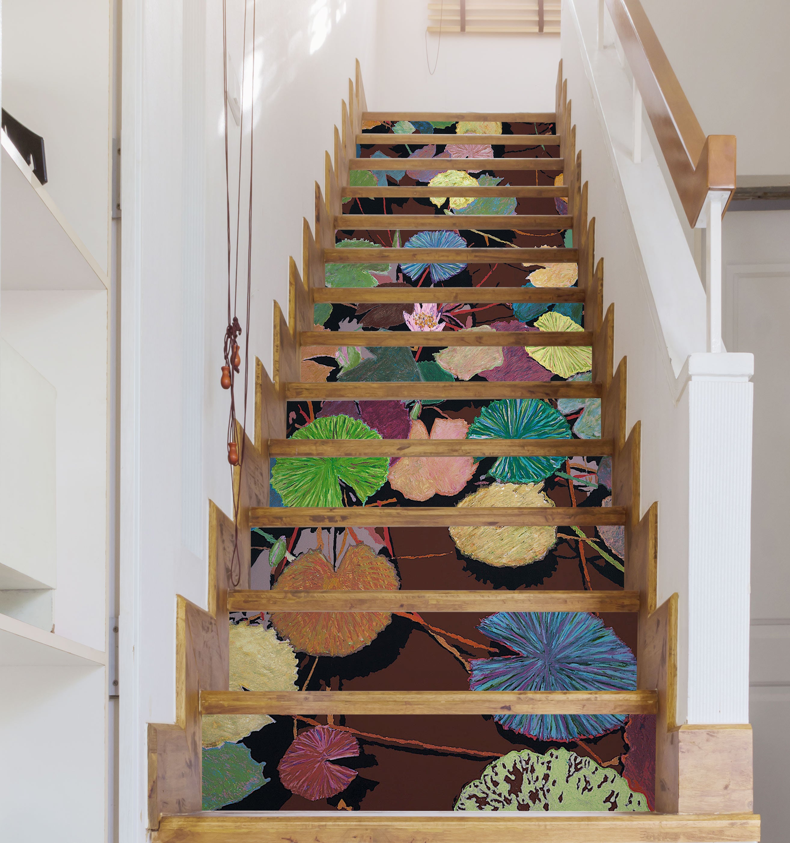 3D Color Lotus Leaf Painting 90140 Allan P. Friedlander Stair Risers