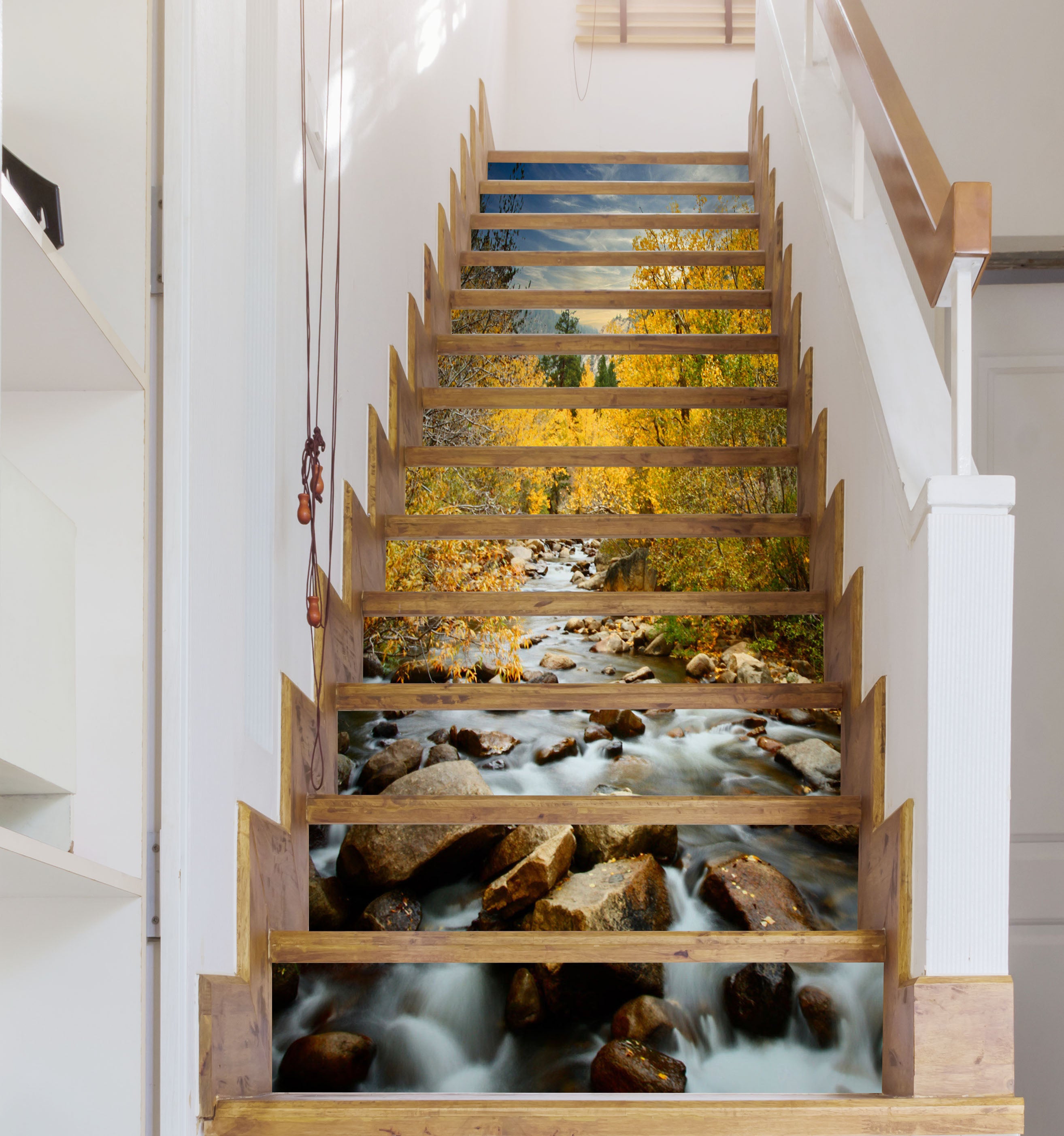 3D Stream Stones Trees 94119 Kathy Barefield Stair Risers